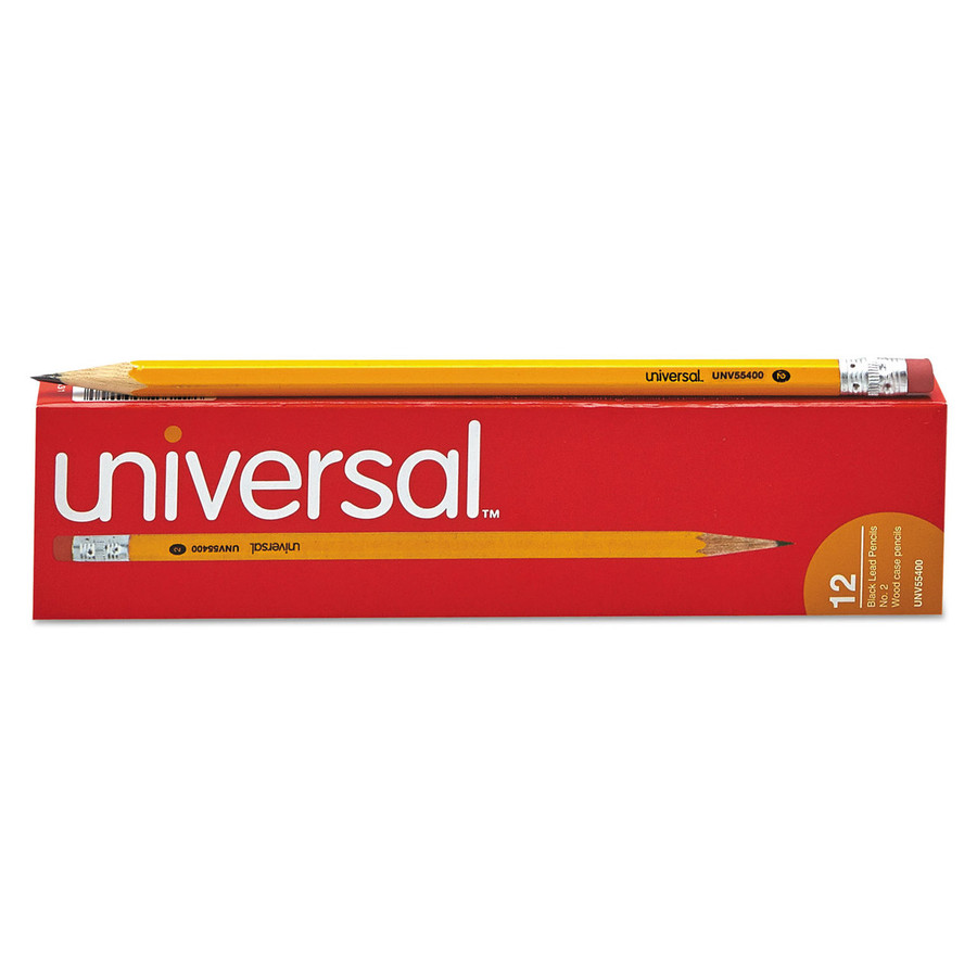 Universal UNV55400 Woodcase Pencil, HB #2, Yellow Barrel, Dozen