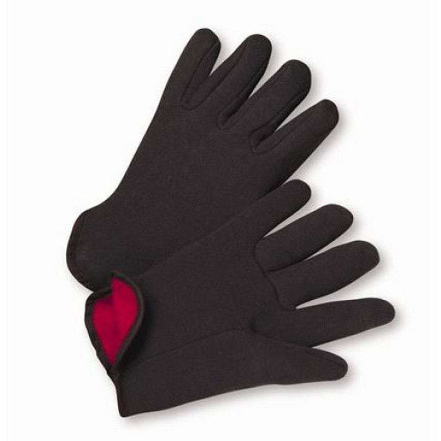 PIP Global Safety 755C Large 100% Cotton Brown Jersey Red Fleece Lined Gloves