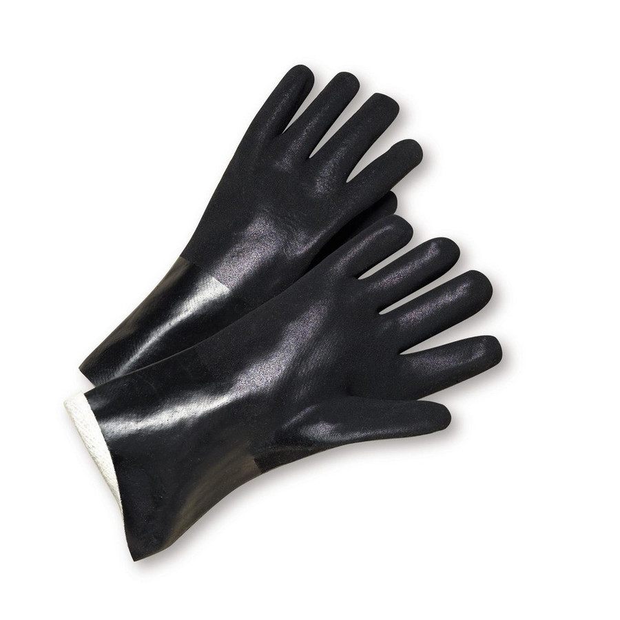 PIP Global Safety J1047RF 14" Standard Rough PVC Jersey Lined Black