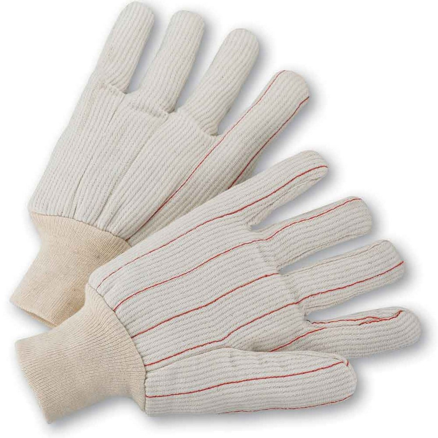 PIP Global Safety K81SCNCI Large Cotton Corded Double Palm White Knit Wrist