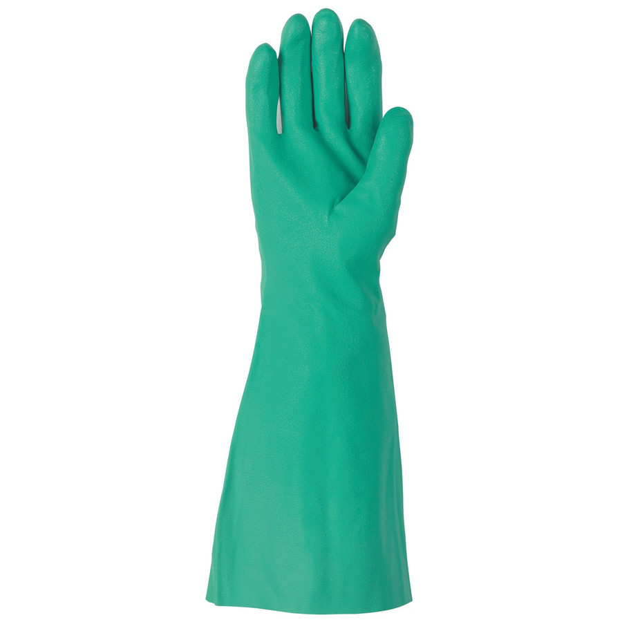 MCR Safety 5350 Green Unlined Nitrile, 22 Mil, 18" Sraight Cuff, Textured Grip
