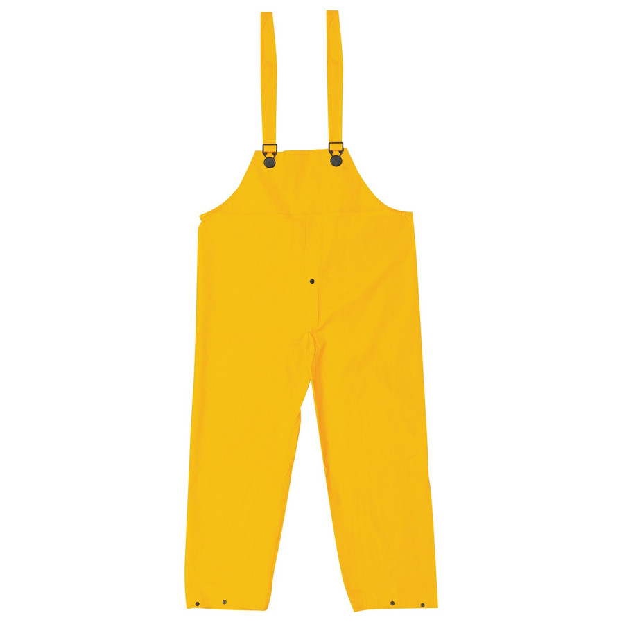 MCR Safety 200BPS Classic, .35mm PVC/Polyester Bib Pant,Snap Fly, Partial Elastic Suspender, Yellow