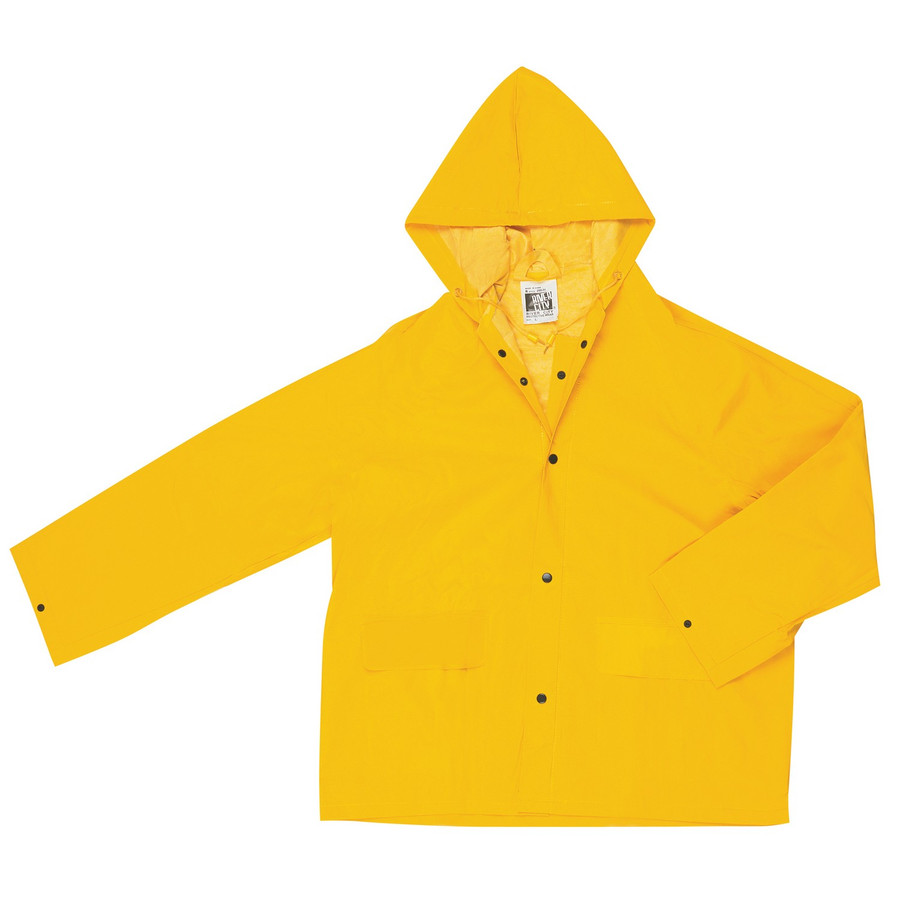 MCR Safety 200JS Classic, .35mm, PVC/Polyester Jacket, Detachable Hood, Snap Front, Yellow