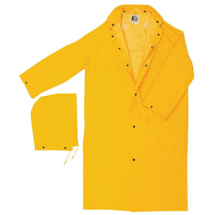 MCR Safety 240CS .35mm PVC/Polyester 49" Coat with Detachable Hood andÂ Corduroy Collar, Yellow