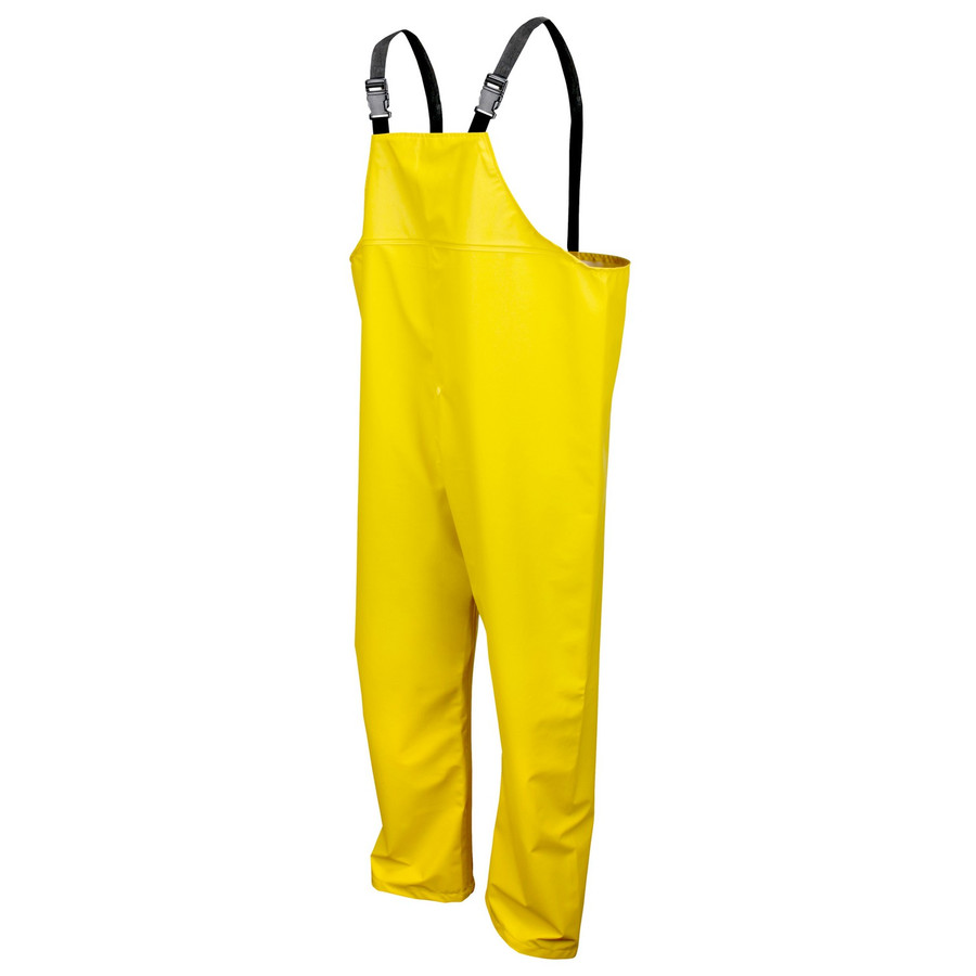 MCR Safety 5182YM Navigator, .40mm PU/Knitted polyester, 3 pc suit, Det hood, Snap Front Jckt & Bib Pant, Yellow
