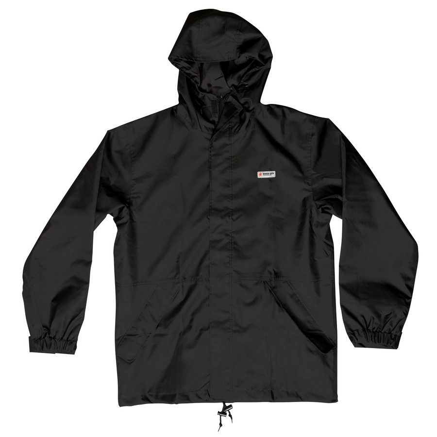 MCR Safety 597JHX3 Navigator, Breathable Polyester/PU Jacket with Attached Hood, Black