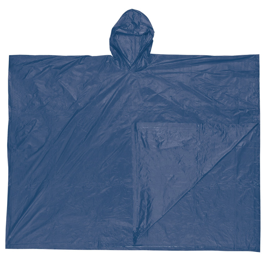 MCR Safety O43 Schooner Poncho, .10mm PVC disposable poncho, attached hood, tote pouch, blue