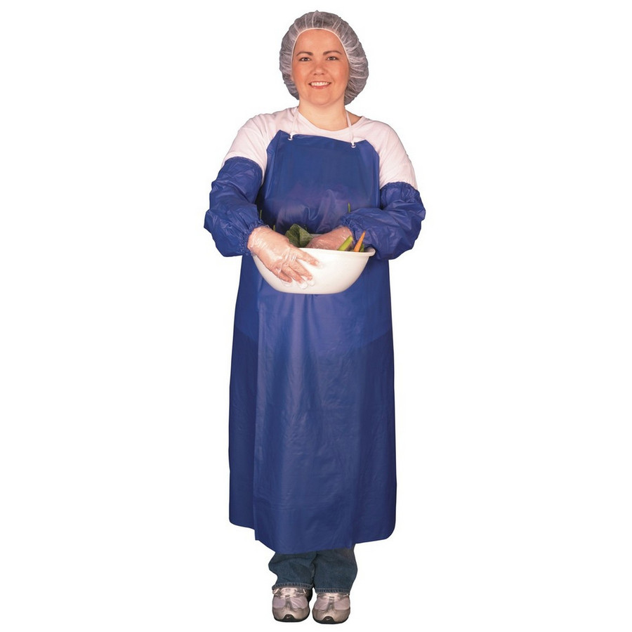 MCR Safety O63R7 Apron, 6 mil blue vinyl,  35" x 55", raw edge