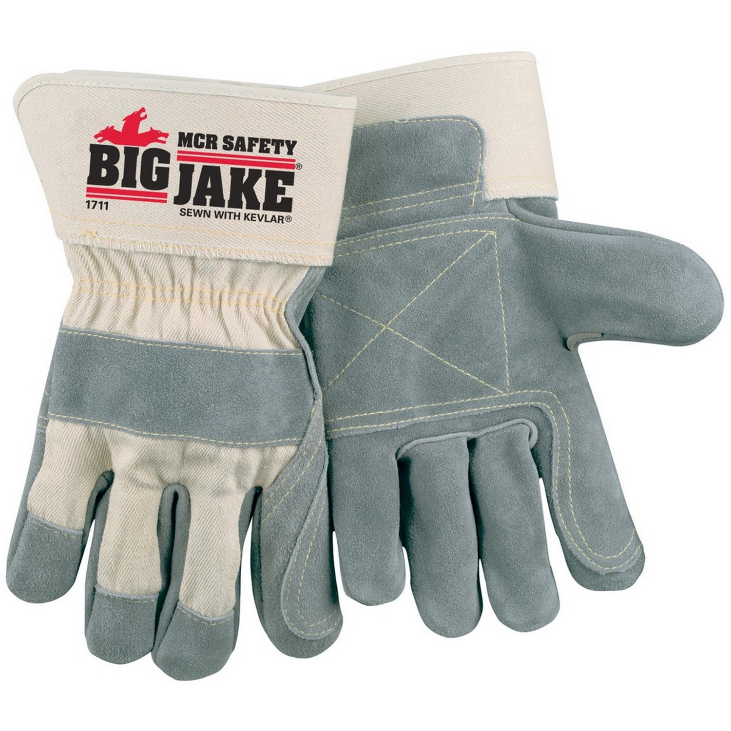 MCR Safety 1711 Big Jake Ultimate Leather Hand Protection, Double Palm 2.75" Safety Cuff