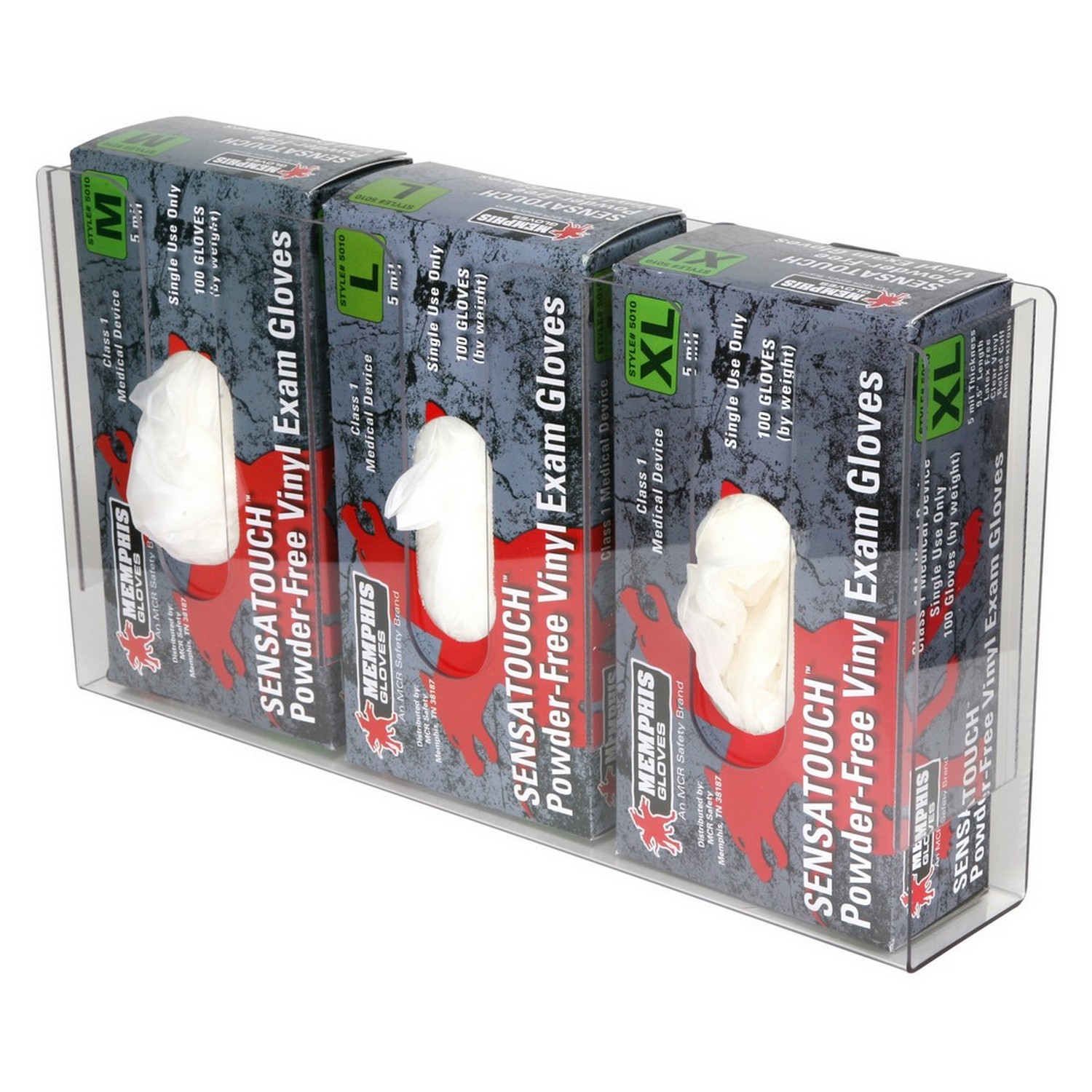 MCR Safety 300 Acrylic Disposable Glove Dispenser, Three Slot