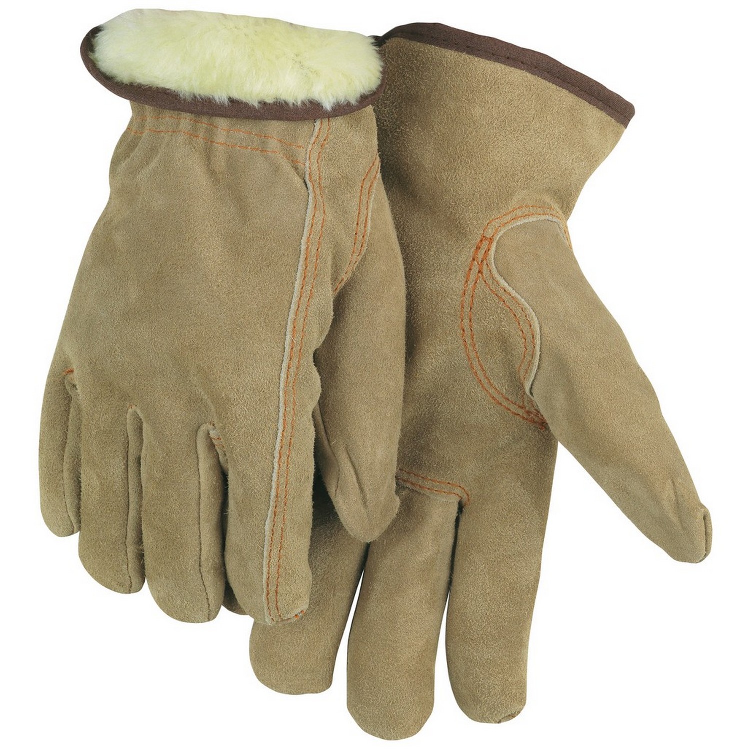 MCR Safety 3170S Driver Glove, Brown Split Cow Leather, Pile Lined, Keystone Thumb