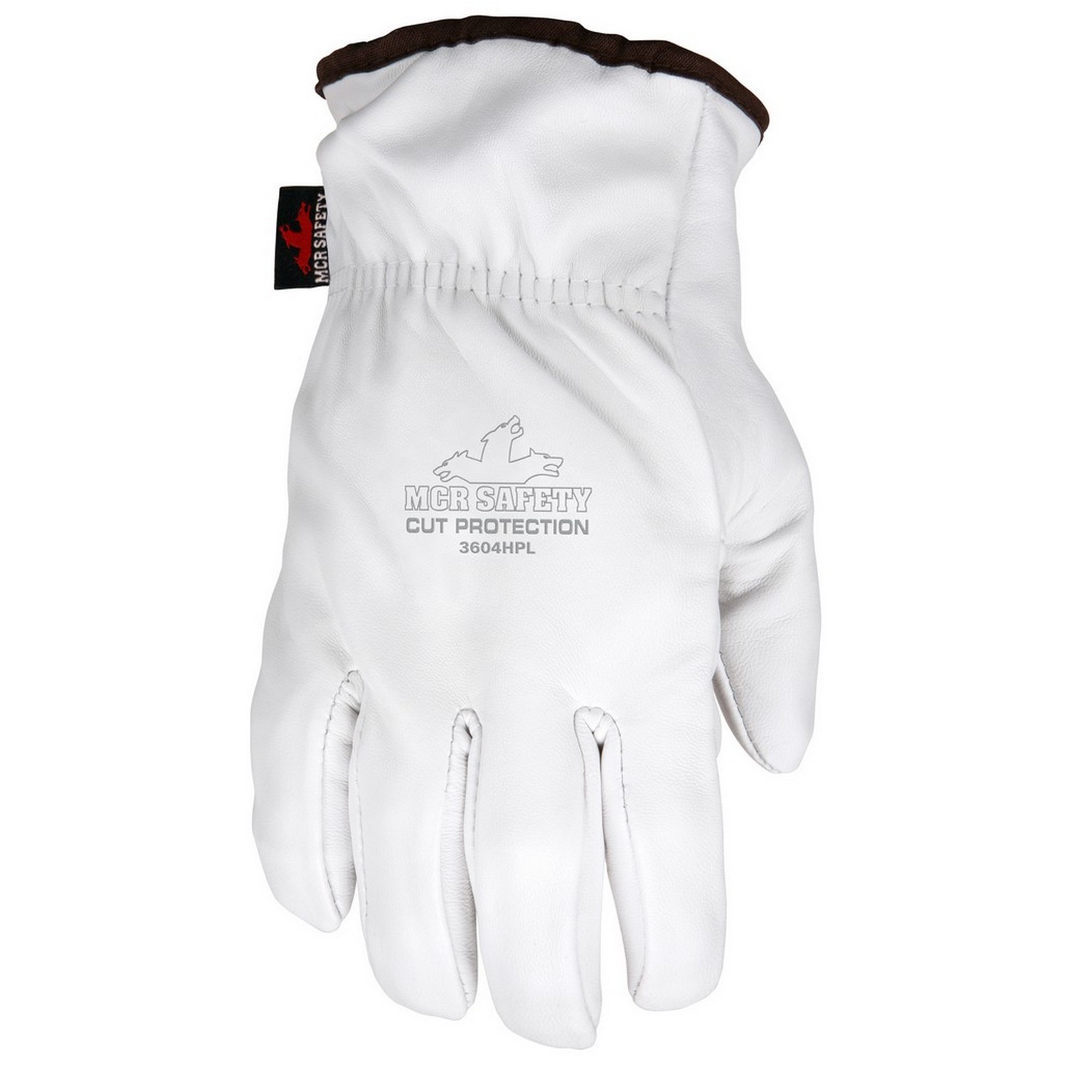 MCR Safety 3604HPM Premium Goatskin Leather, Shirred Elastic Back, Cotton Hemmed, Wing Thumb, HPPE/Steel/Synthetic lined