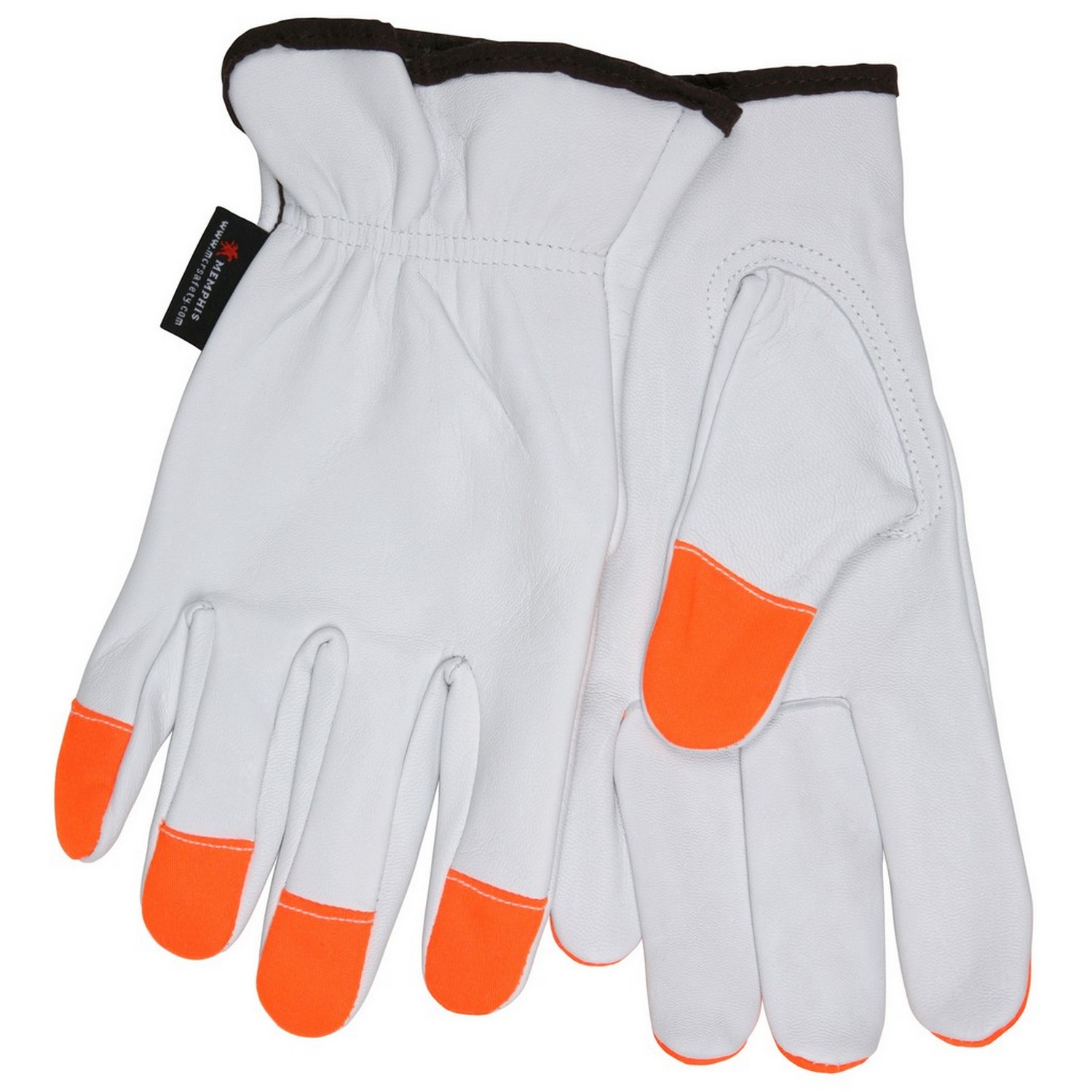 MCR Safety 3613HVIL Drivers glove, Select Grain Goatskin, Orange Fingertips