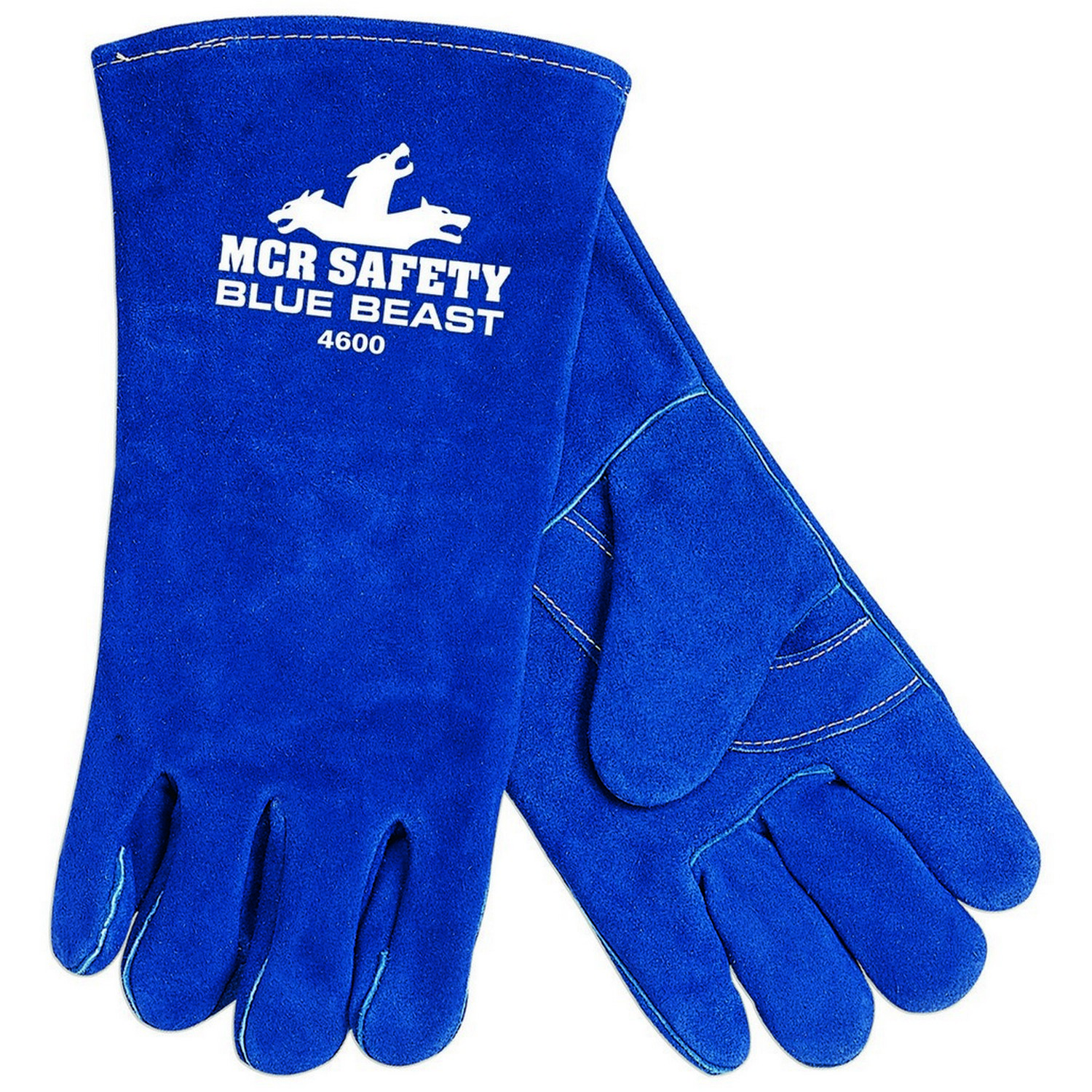 MCR Safety 4600 Blue Beast, blue side leather, reinforced palm, wing thumb