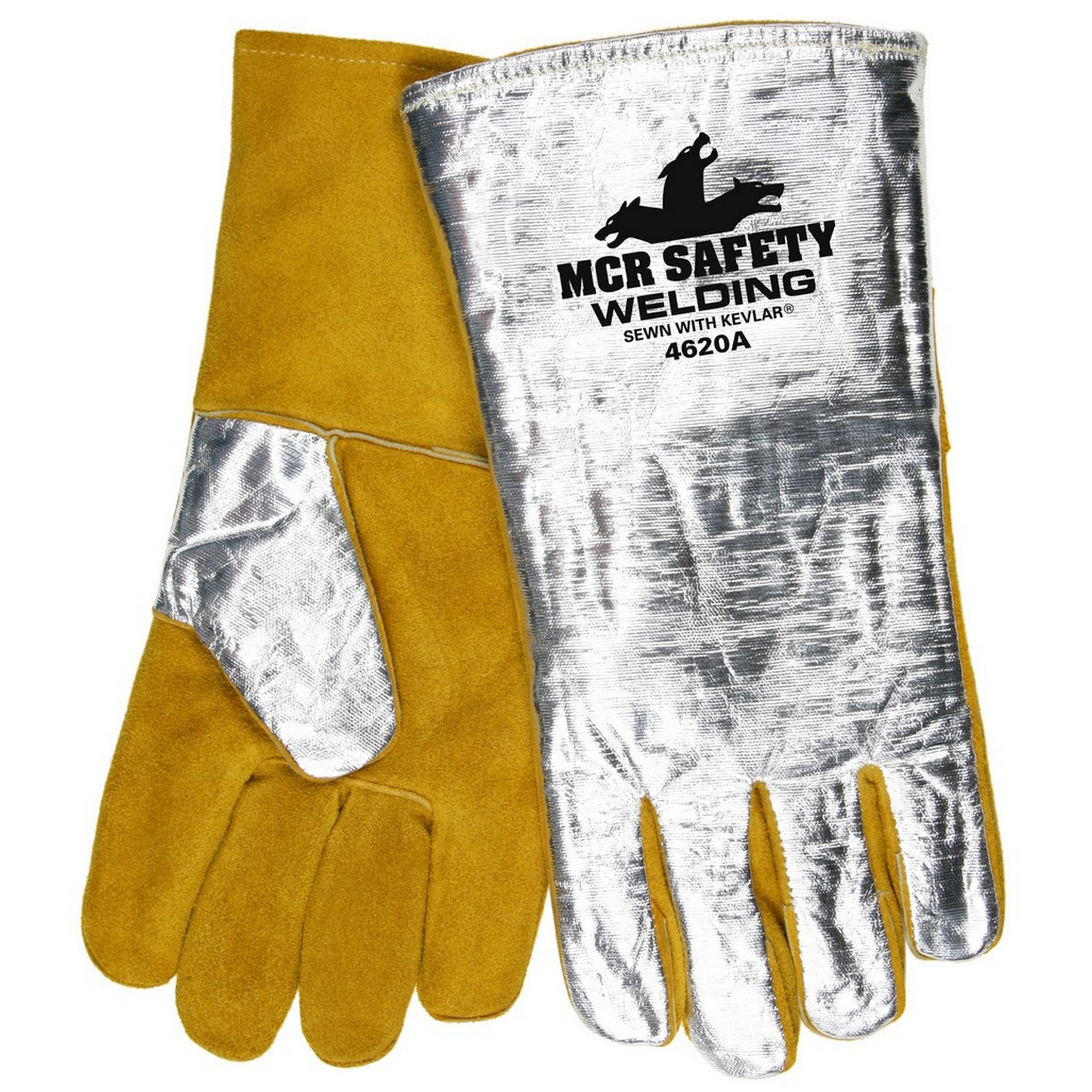 MCR Safety 4620A Memphis Welding, Premium Brown Side Leather, Aluminized Back, wing thumb