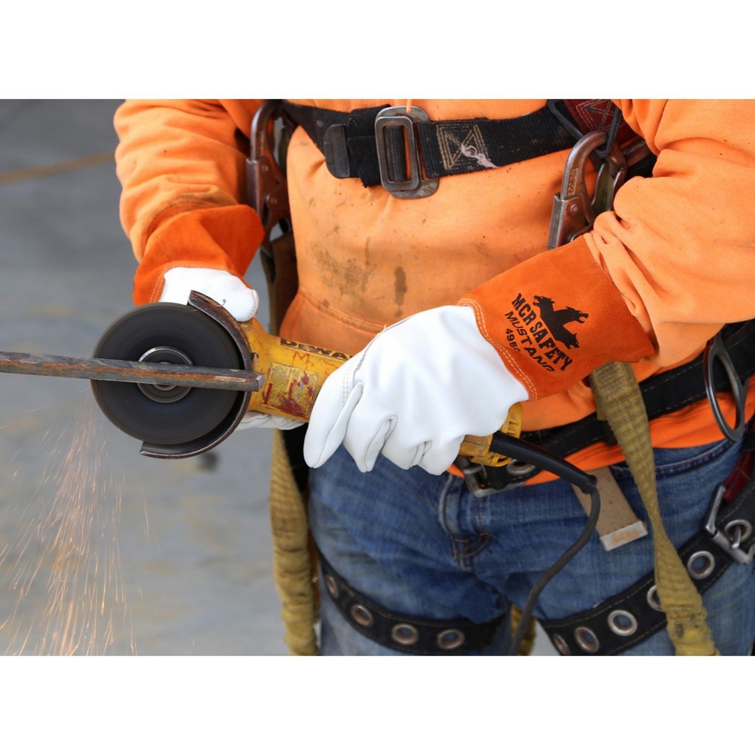 MCR Safety 4950 Mustang, Premium Top Grain Cow, 4.5" Split Gauntlet Cuff, DuPont Kevlar Sewn