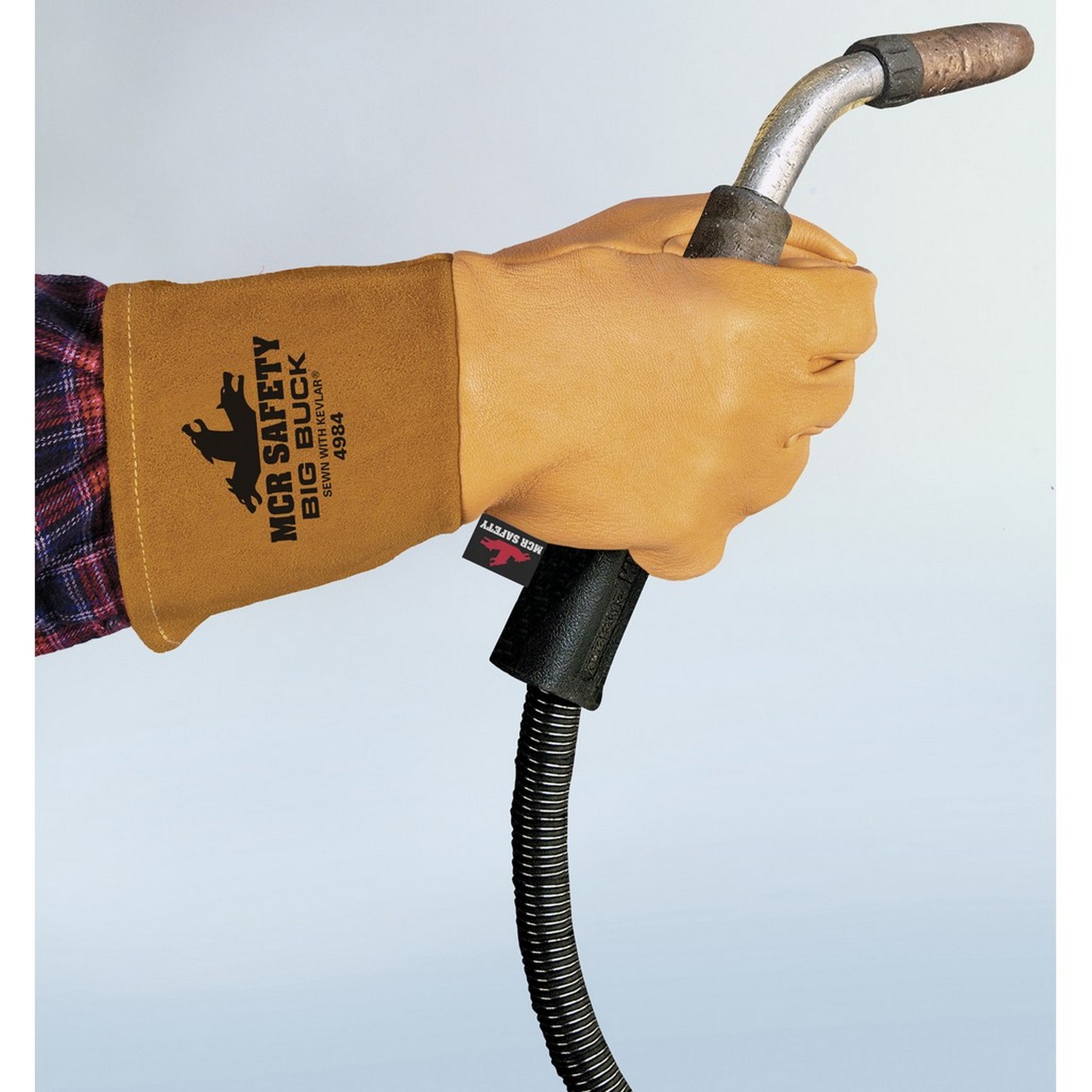 MCR Safety 4984M Memphis Mig/Tig, 4.5" split cow cuff, thumb strap, DuPont Kevlar sewn.