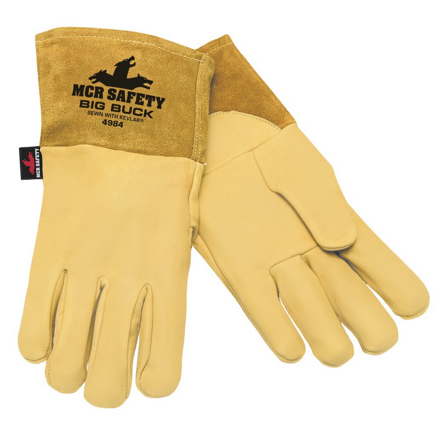 MCR Safety 4984M Memphis Mig/Tig, 4.5" split cow cuff, thumb strap, DuPont Kevlar sewn.