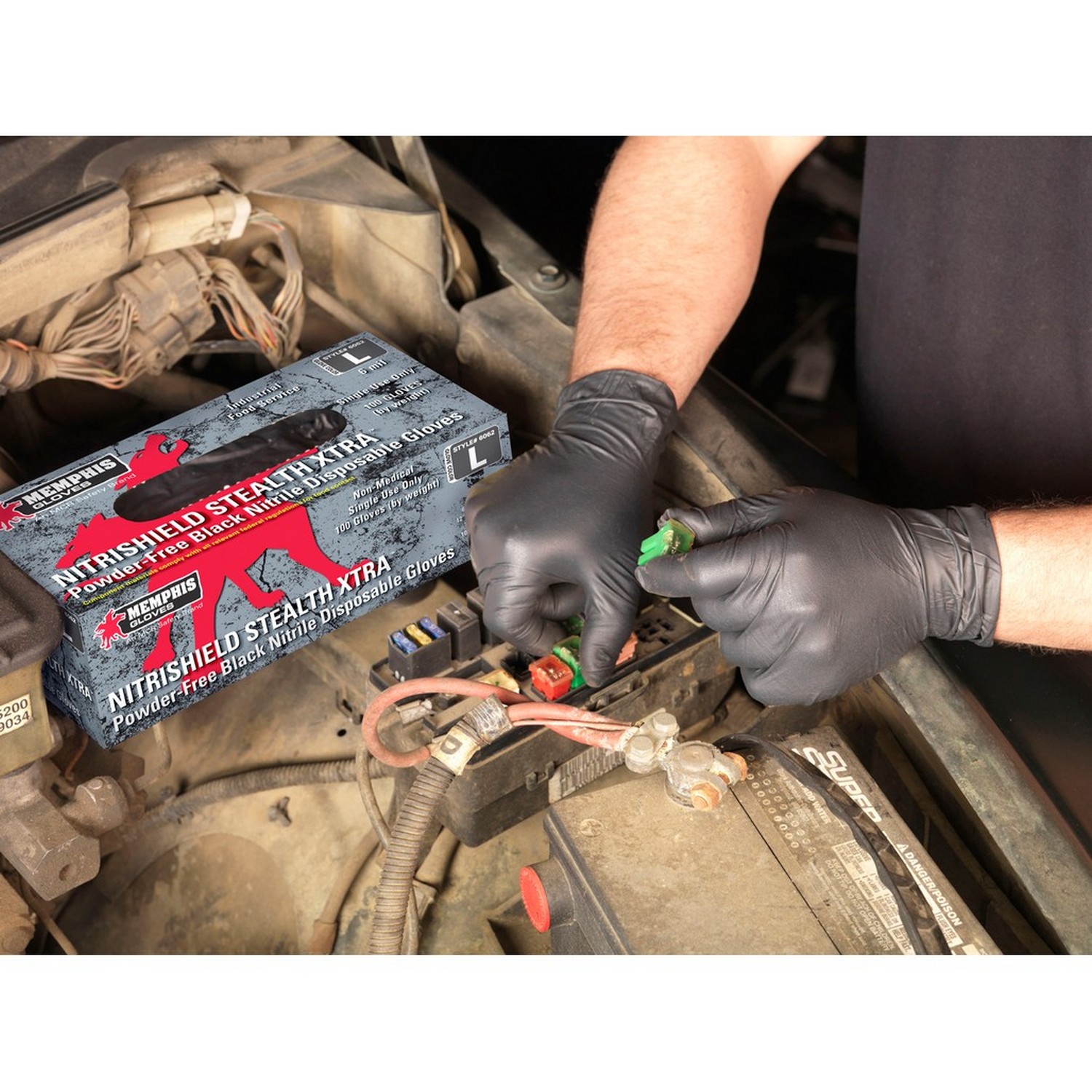 MCR Safety 6062S NitriSheild Stealth, 6 mil Black Nitrile, Industrial/Food Grade, 12" Powder Free