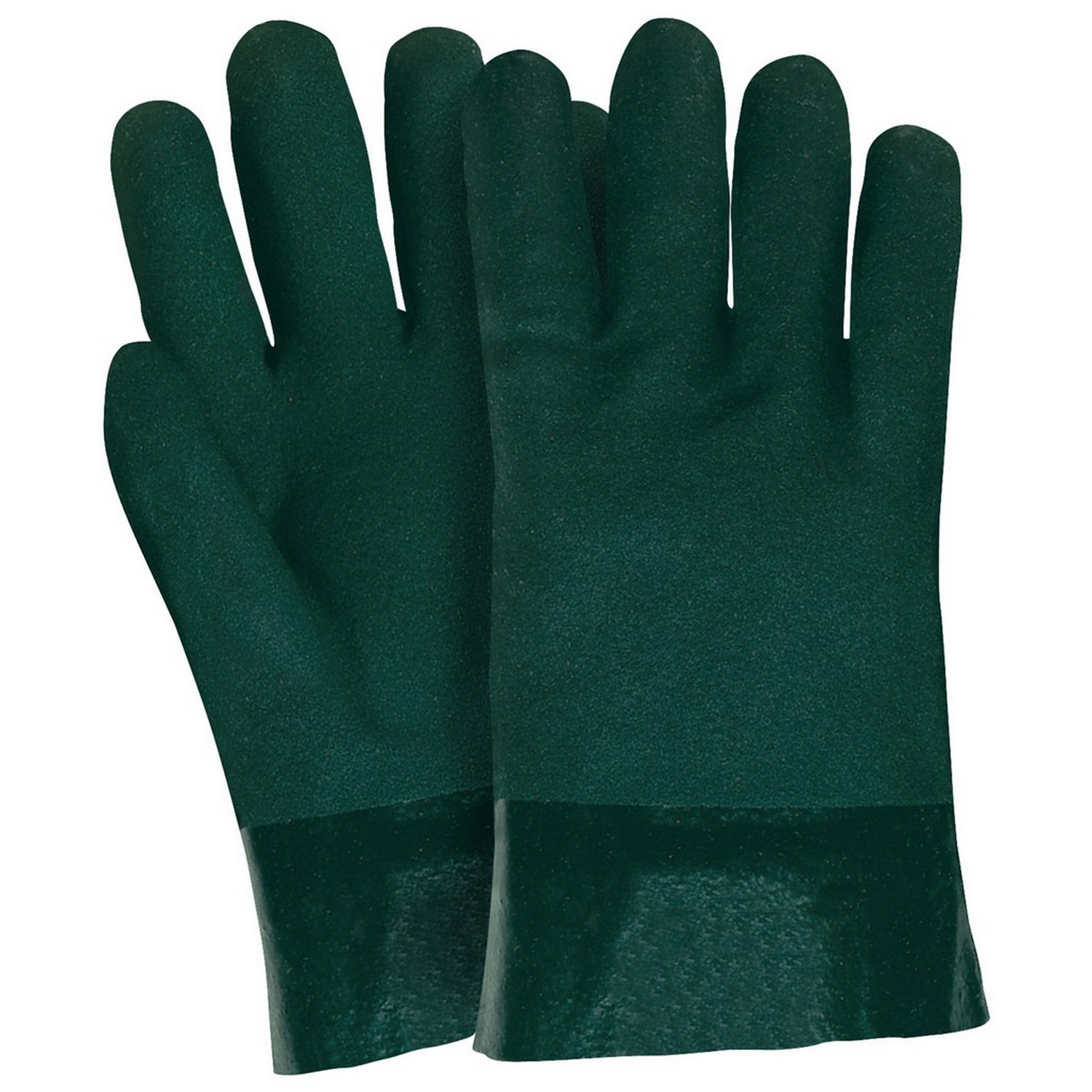 MCR Safety 6421 Double Dip Sandy Green PVC, 10" Industry Standard, Jersey Lined, Guanlet Cuff