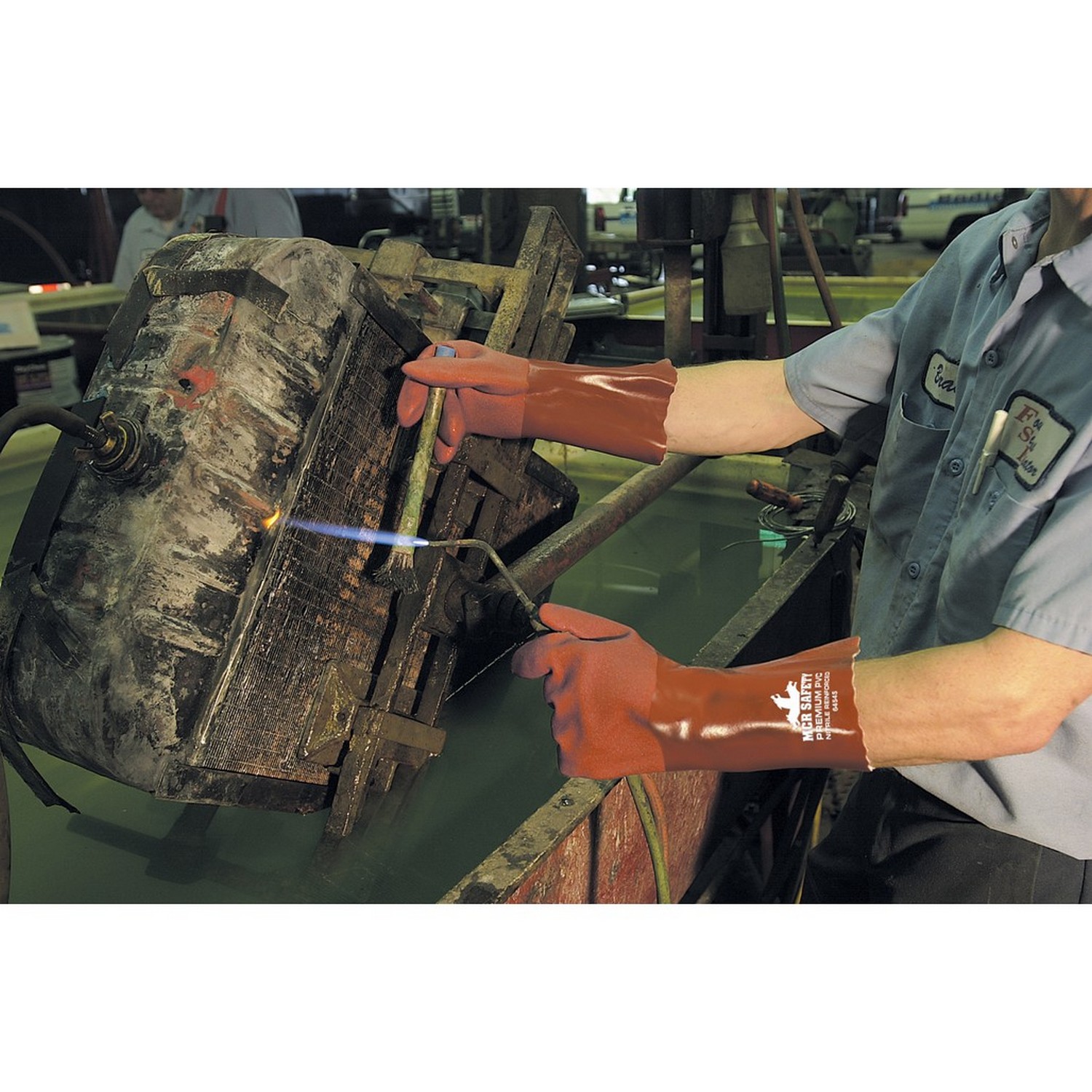 MCR Safety 6454S Premium Red Double Dipped PVC,Nitrile Reinforced, Jersey Lined, 14" Length