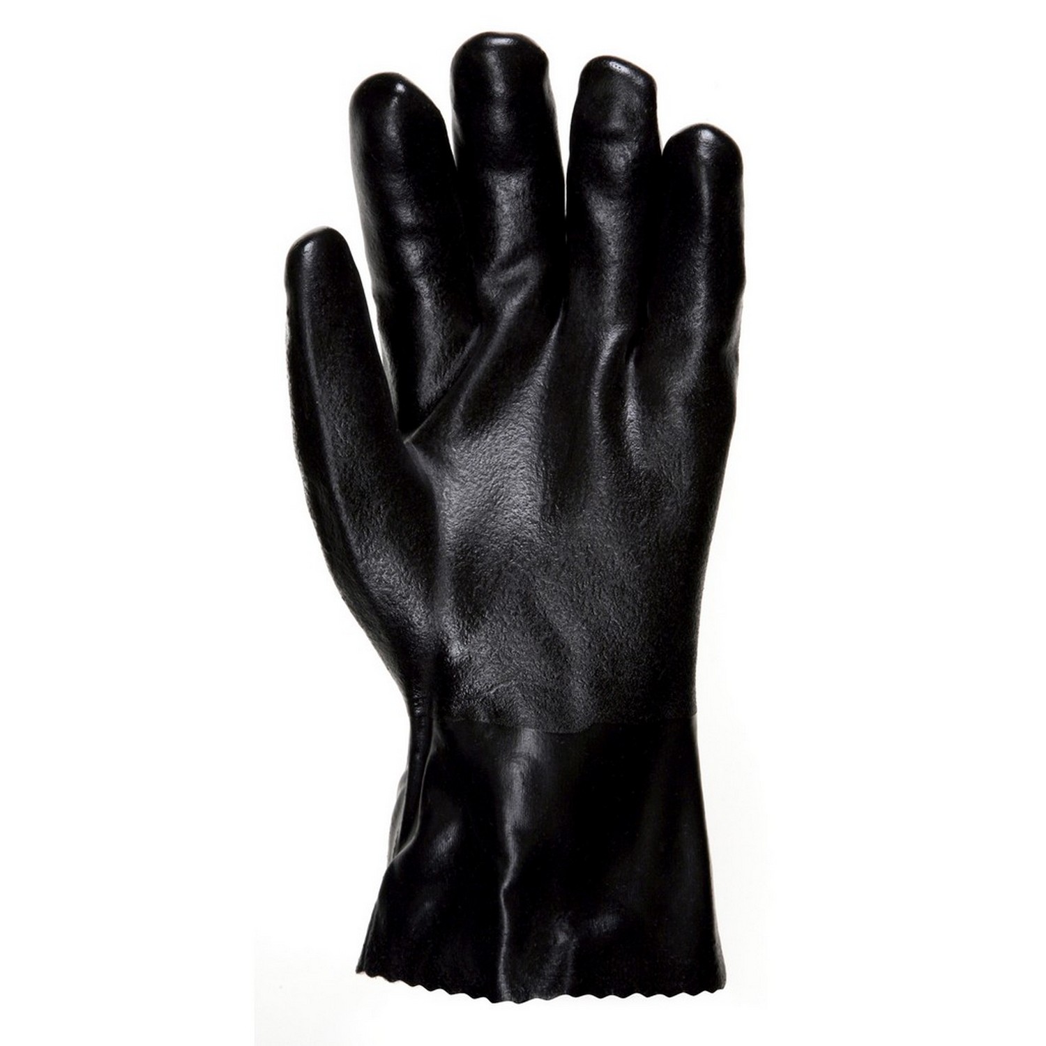 MCR Safety 6524S Double Dip Sandy Black PVC, 14" Industry Standard, Interlock Lined, Gauntlet Cuff