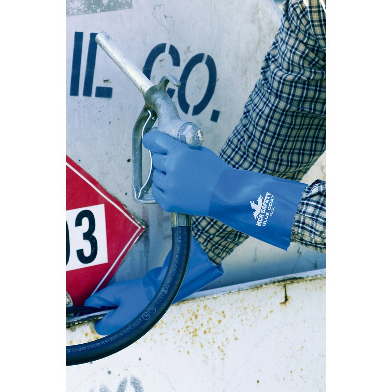 MCR Safety 6632M Flexible Seamless PVC, Bluecoat, 12" Gauntlet, Triple Dipped, Seamless Knit Liner