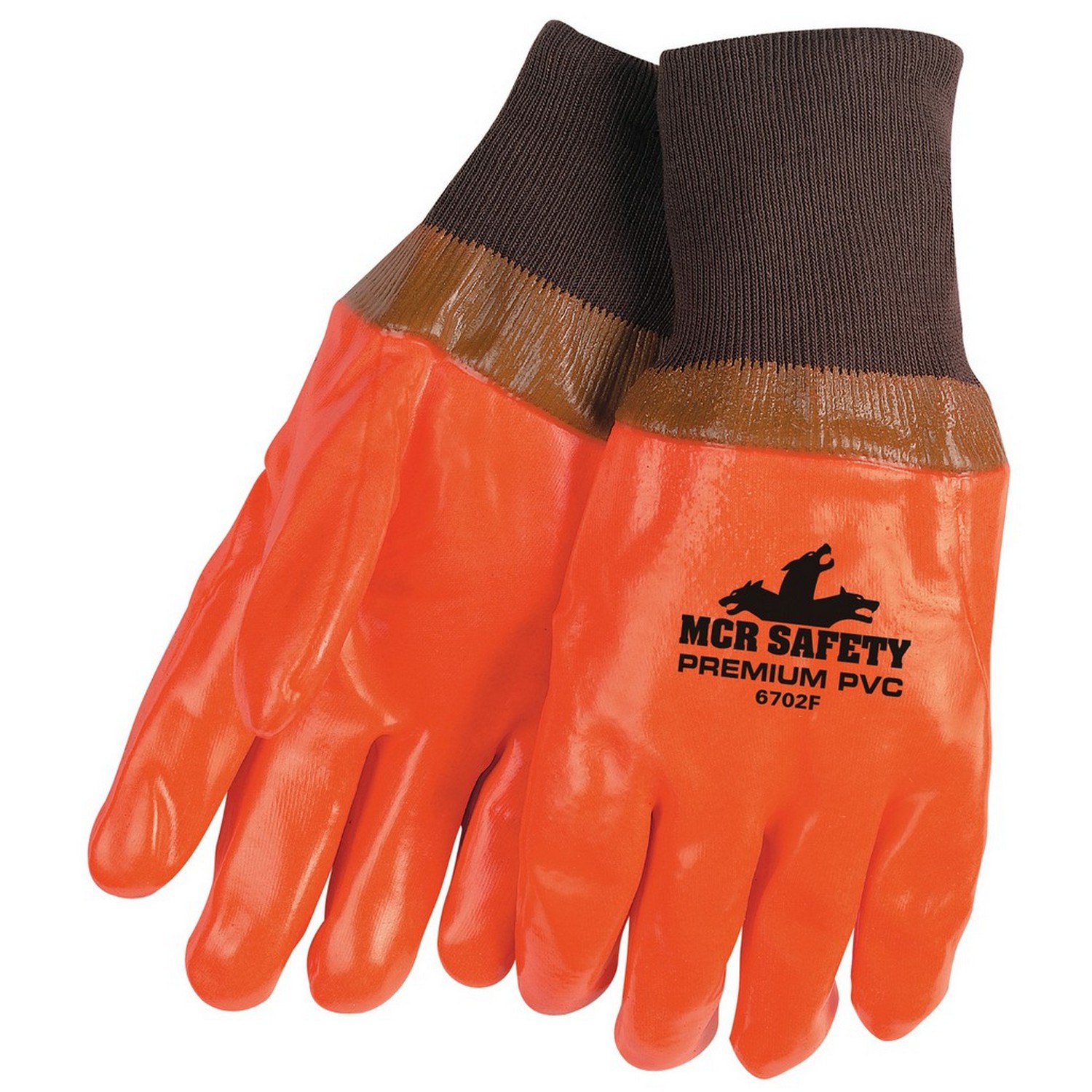 MCR Safety 6702F Premium Foam Lined PVC, Smooth Finish, Fluorescent Orange, Knit Wrist