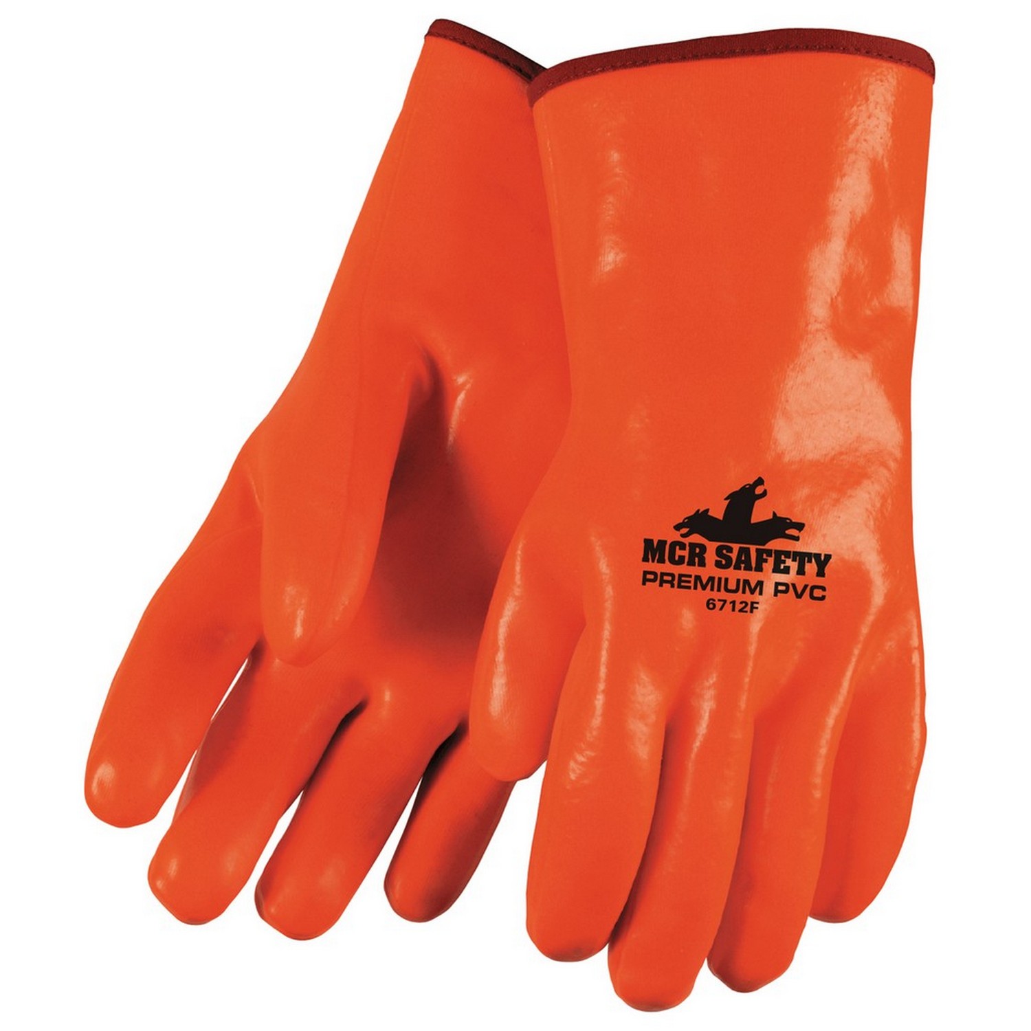 MCR Safety 6712F Premium Foam Lined PVC, Smooth Finish, Fluorescent Orange,  12 "