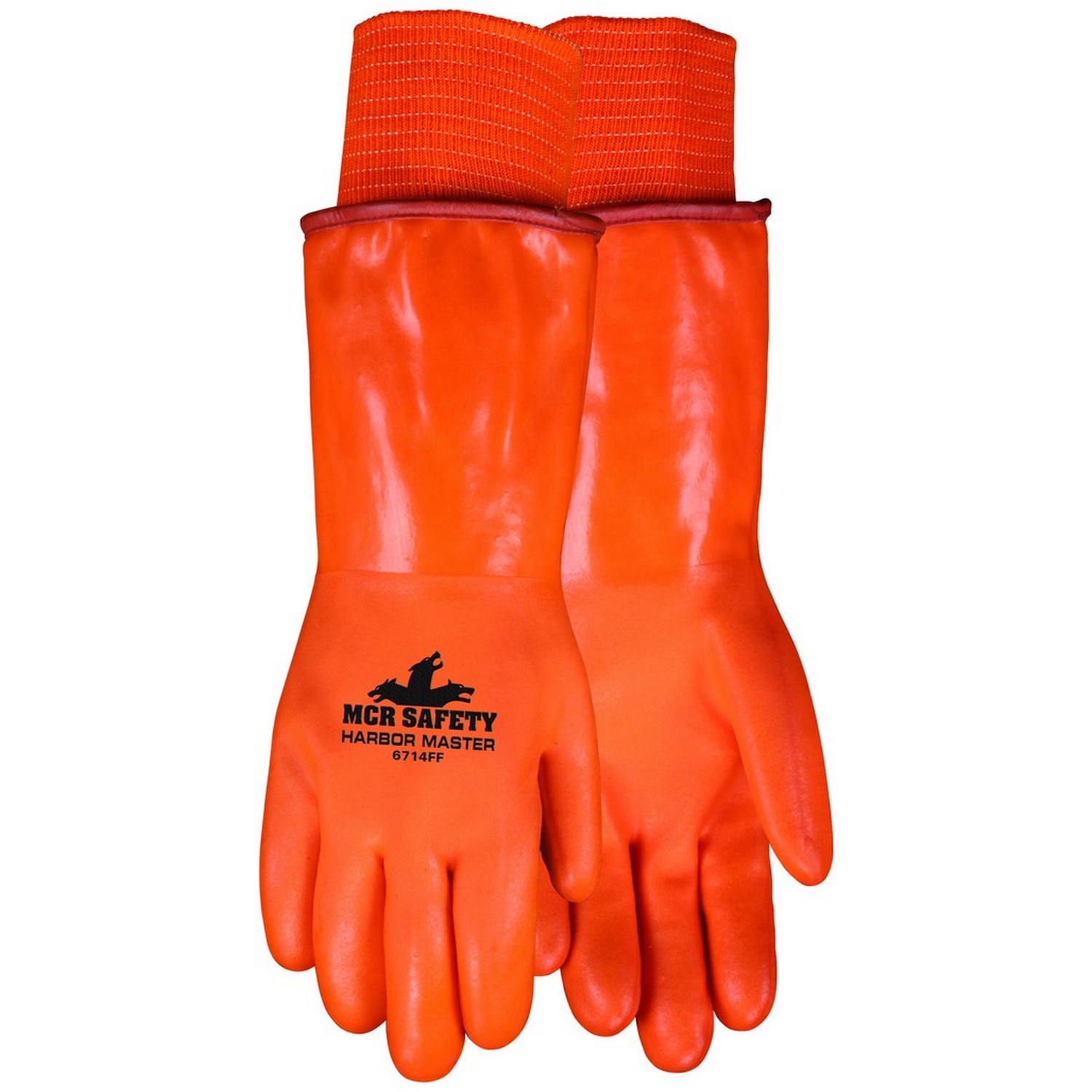 MCR Safety 6714FF Harbor Master, Orange Double Dipped PVC, Foam and Polar Fleece Lined, 14 "