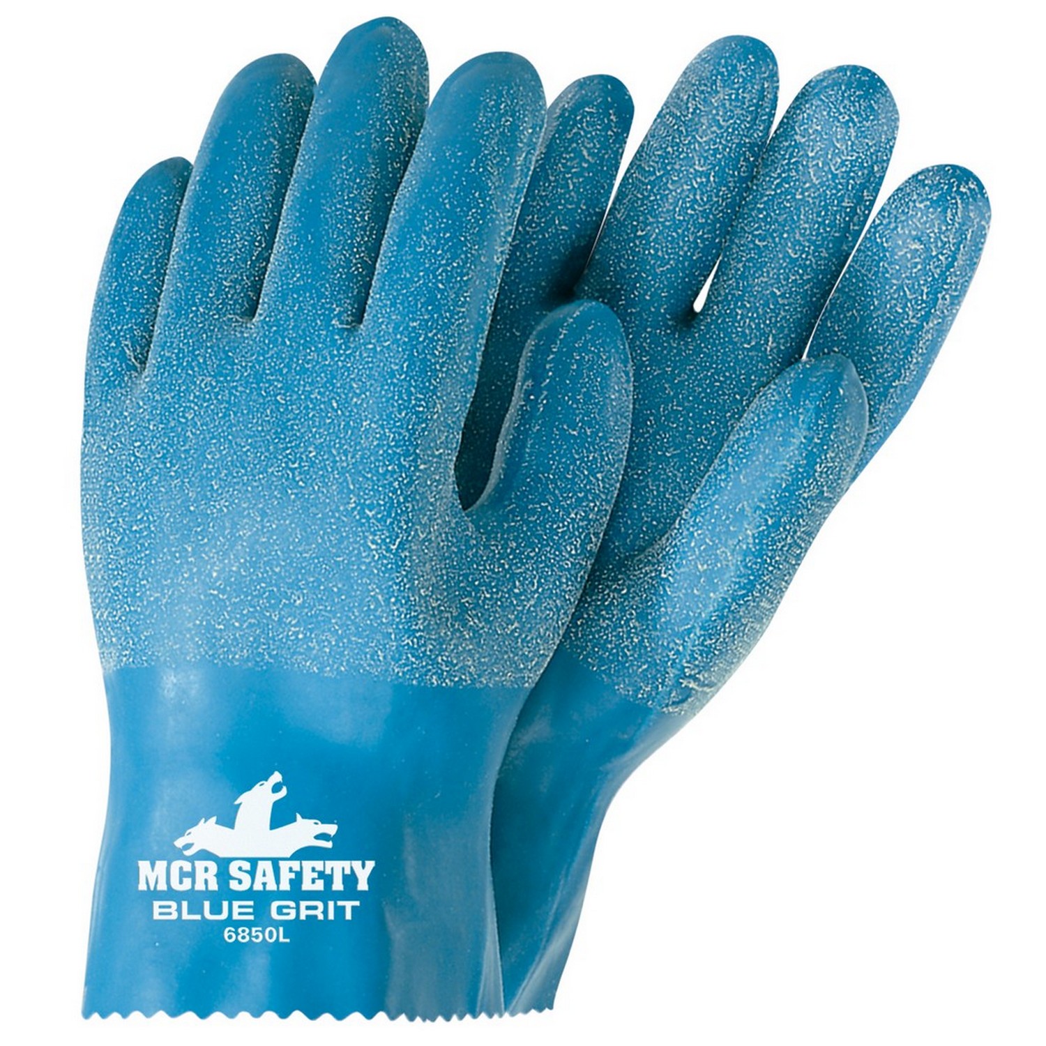 MCR Safety 6850S Blue Grit, 10 " Rubber Coated with Textured Grip, Interlock Lining