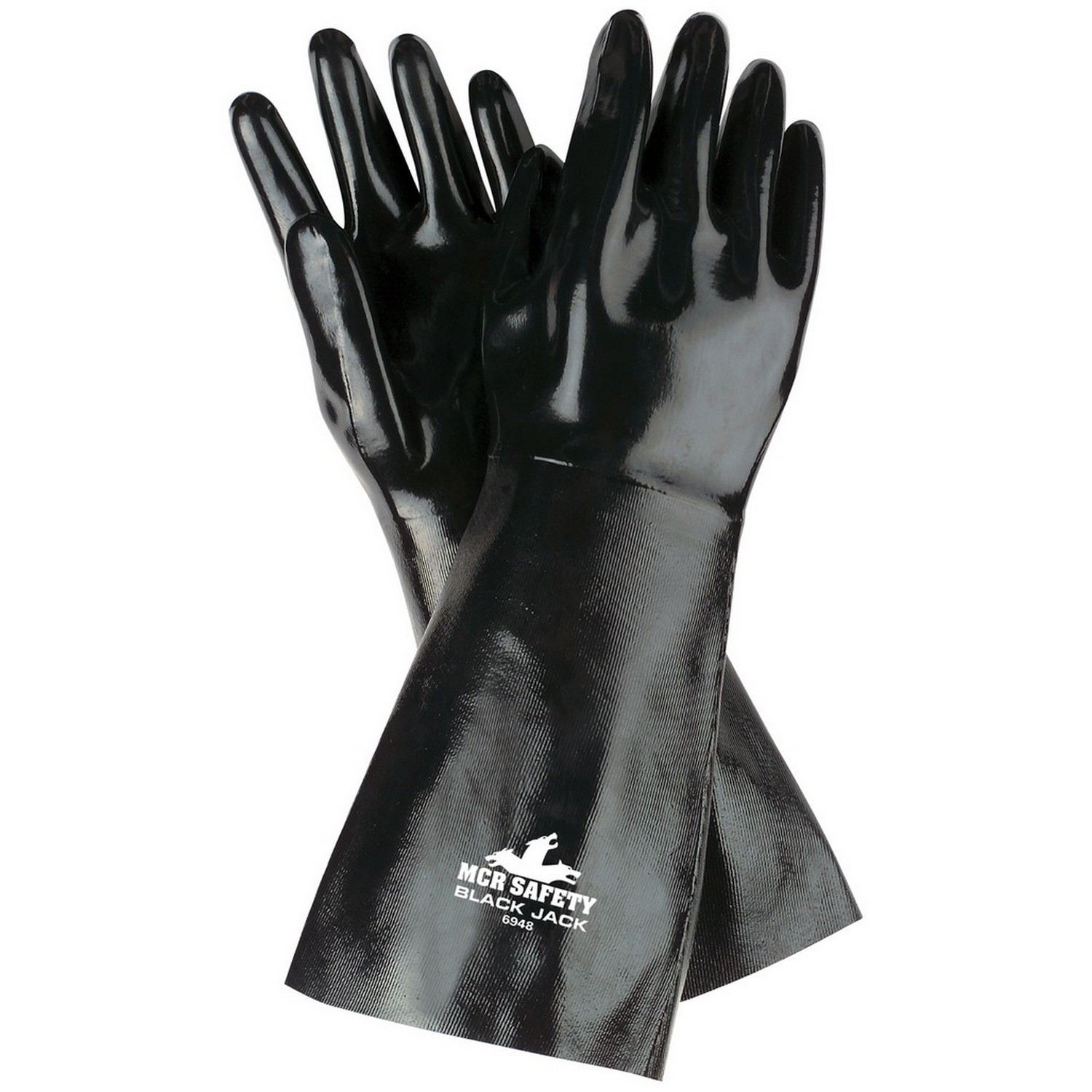 MCR Safety 6948 Black Jack Black Multi-Dipped Neoprene With ActiFresh, 18", Smooth.