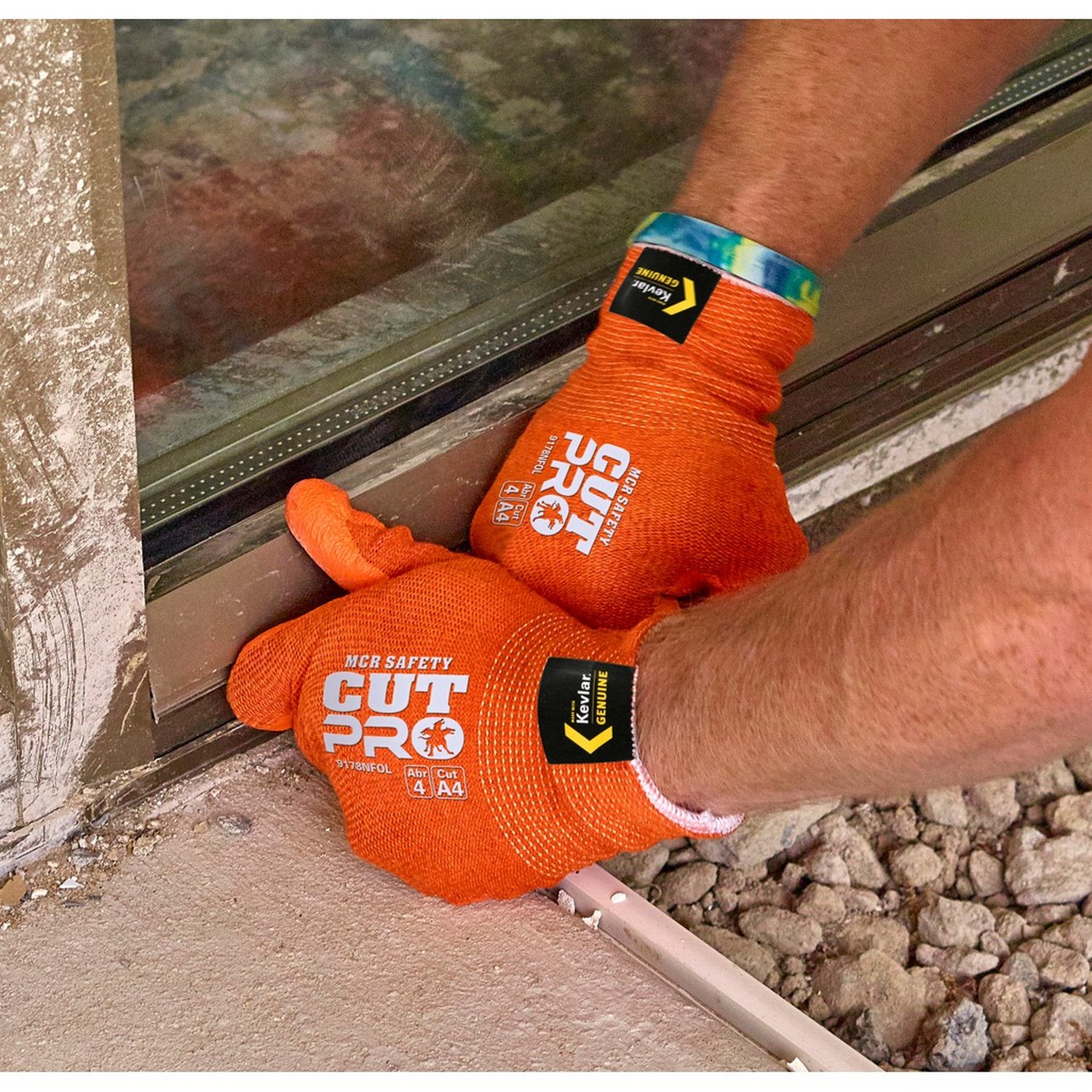 MCR Safety 9178NFOXS Memphis Orange Kevlar, 13 gauge, hi-vis orange DuPont Kevlar shell, nitrile foam palm