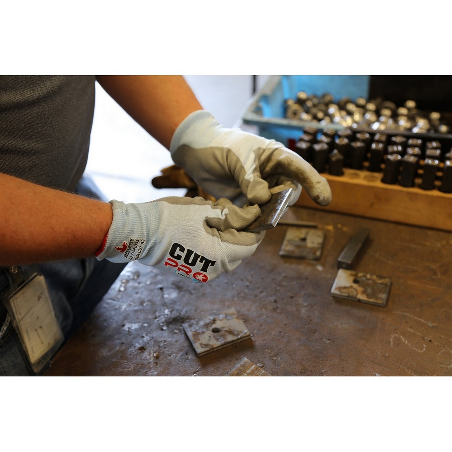 MCR Safety 92718PUXS Cut Pro 18 Gauge, Light Blue HPPE/Synthetic Shell, Gray PU Palm/Fingers