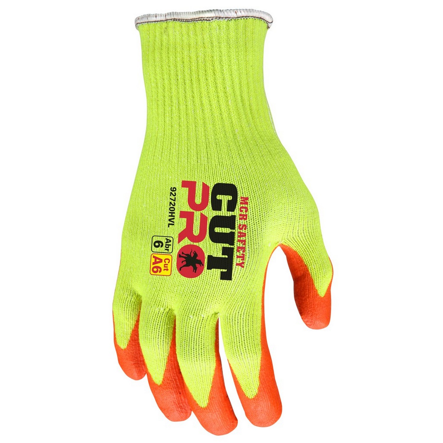 MCR Safety 92720HVS MCR Safety Cut Pro, 10 ga. Hi-vis lime HPPE/Steel shell, Hi-Vis orange Nitrile Foam palm/Fingers