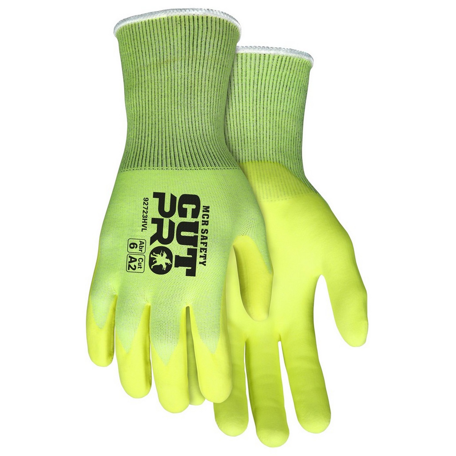 MCR Safety 92723HVS Memphis Cut Pro, 13 Gauge, HPPE/Nylon/Lycra, Plated Hi-Vis Shell, Hi-Vis Nitrile Foam Palm Coating, Extended Knit Wrist