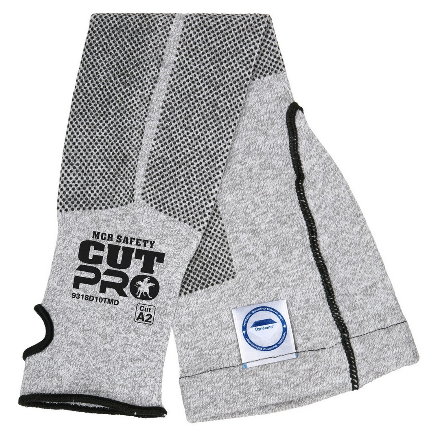 MCR Safety 9318D10TMD 10 Gauge Dyneema Sleeve with Thumb Slot and Silicone Mini-dots, 18" Length