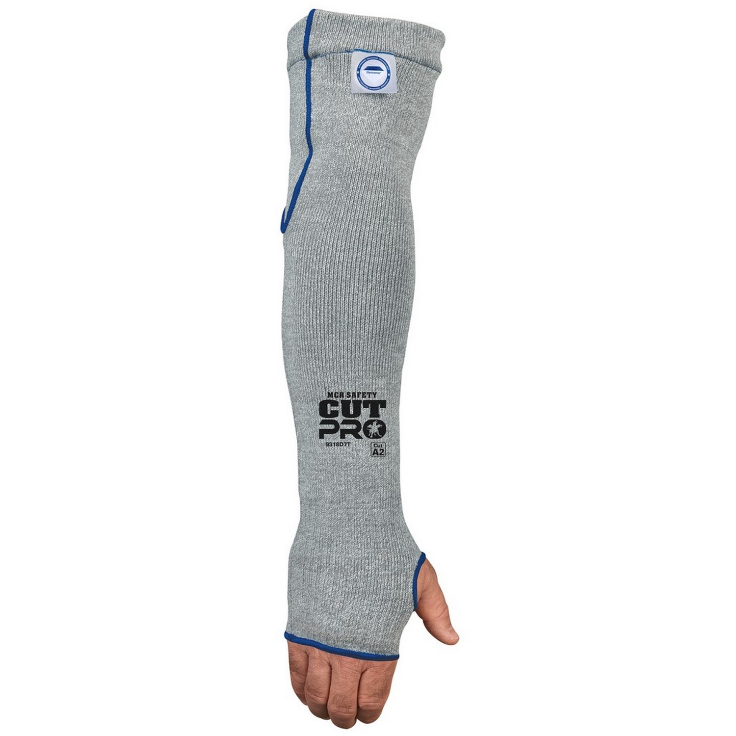 MCR Safety 9318D7T 7 Gauge Dyneema Cut Resistant Sleeve, Thumb Slot, ANSI A2,  18 inch length