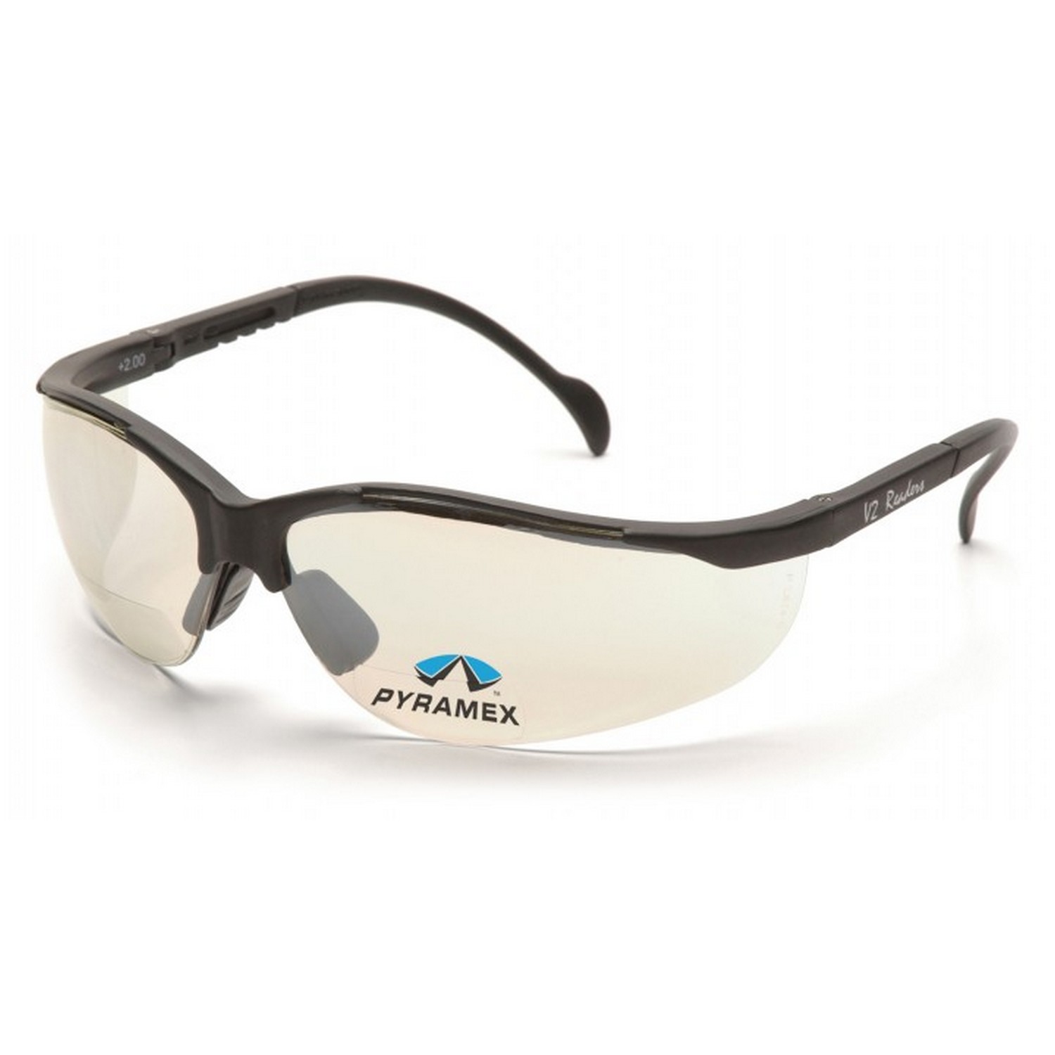 Pyramex Safety SB1880R15 V2 Readers - Black Frame/Indoor/Outdoor Mirror + 1.5 Lens Safety Glasses