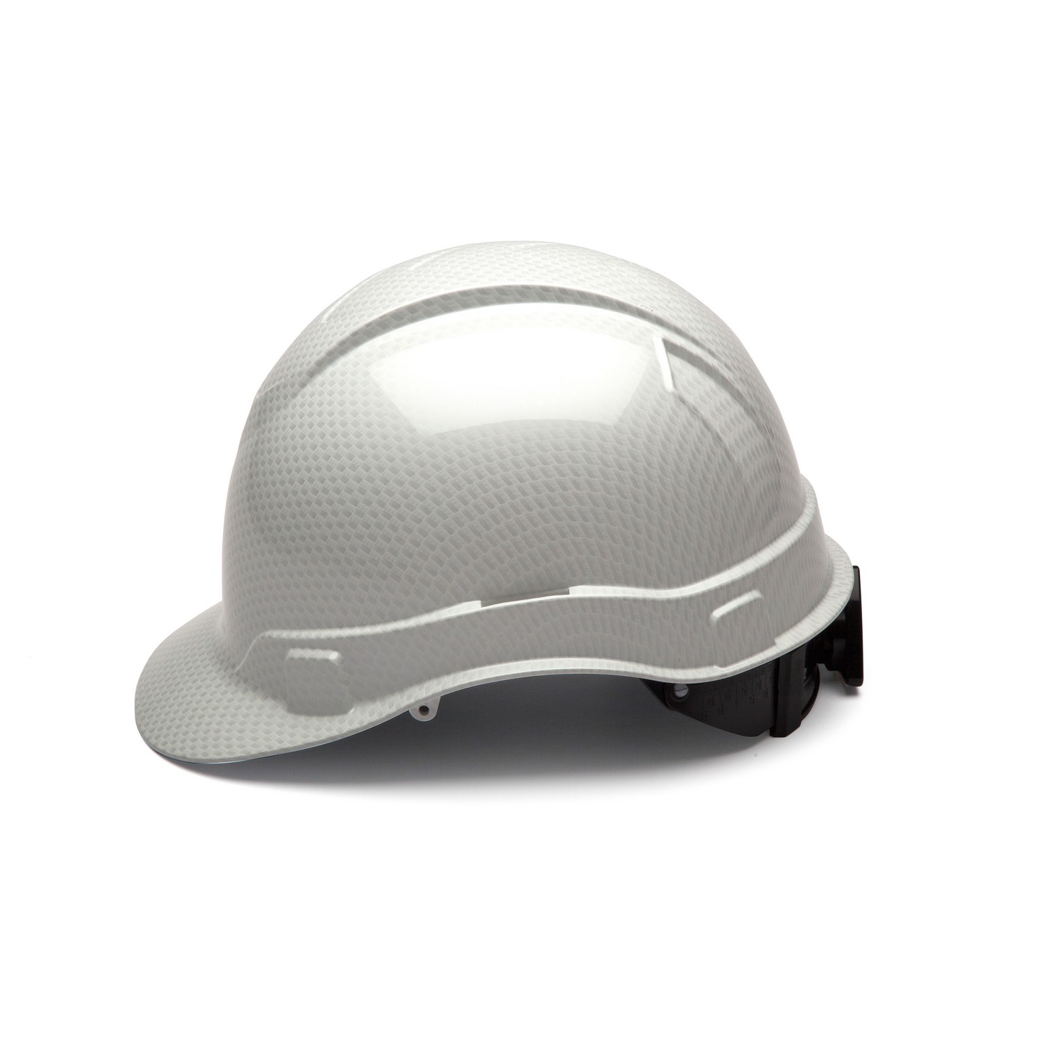 Pyramex Safety HP44116S Ridgeline Cap Style Hard Hat - Shiny White Graphite Pattern -Ridgeline Cap Style 4 Pt Ratchet Suspension