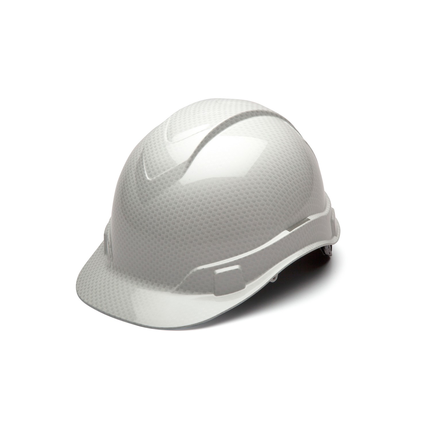 Pyramex Safety HP44116S Ridgeline Cap Style Hard Hat - Shiny White Graphite Pattern -Ridgeline Cap Style 4 Pt Ratchet Suspension