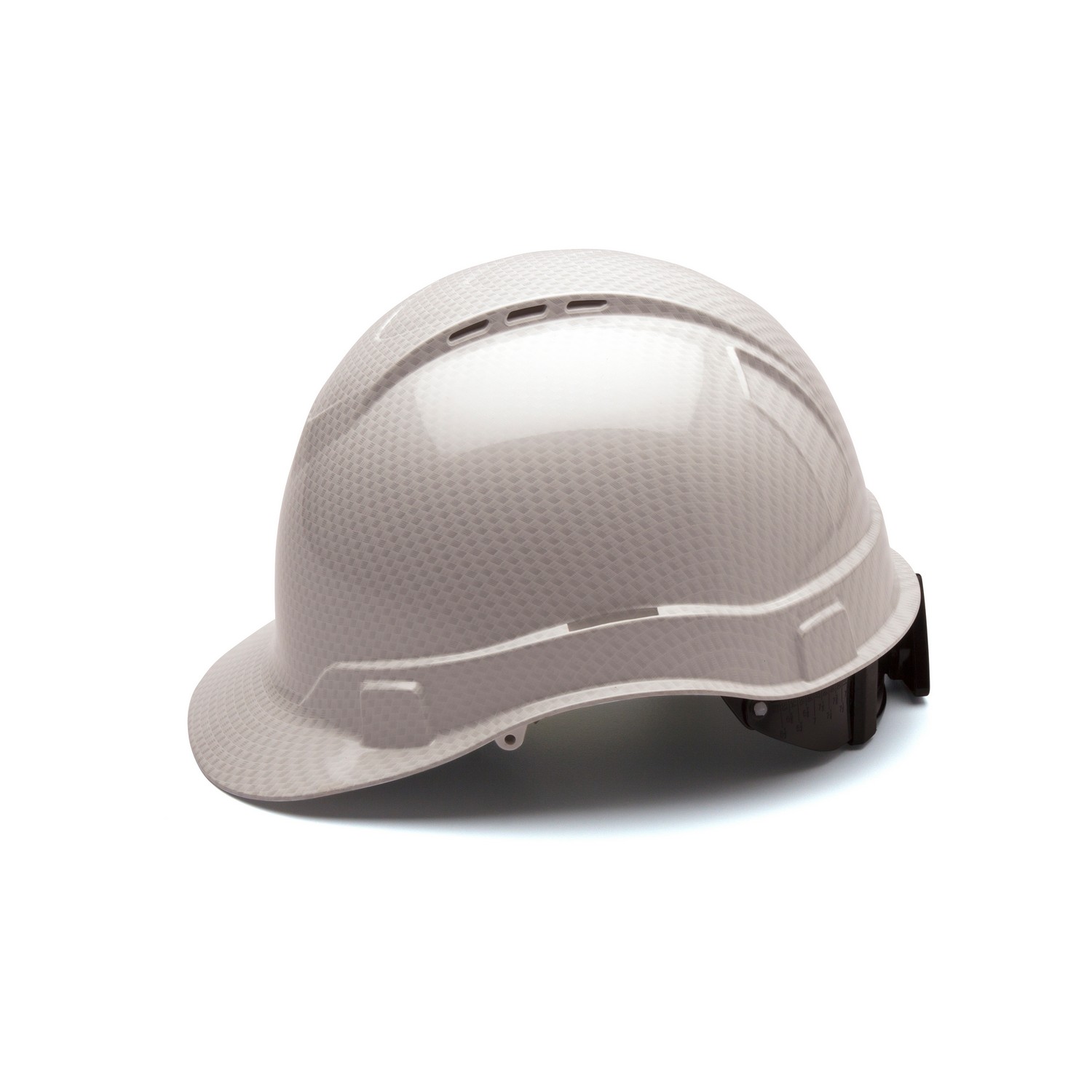 Pyramex Safety HP44116SV Ridgeline Cap Style Vented Hard Hat - Shiny White Graphite Pattern -Ridgeline Cap Style Vented 4 Pt Ratchet Suspension