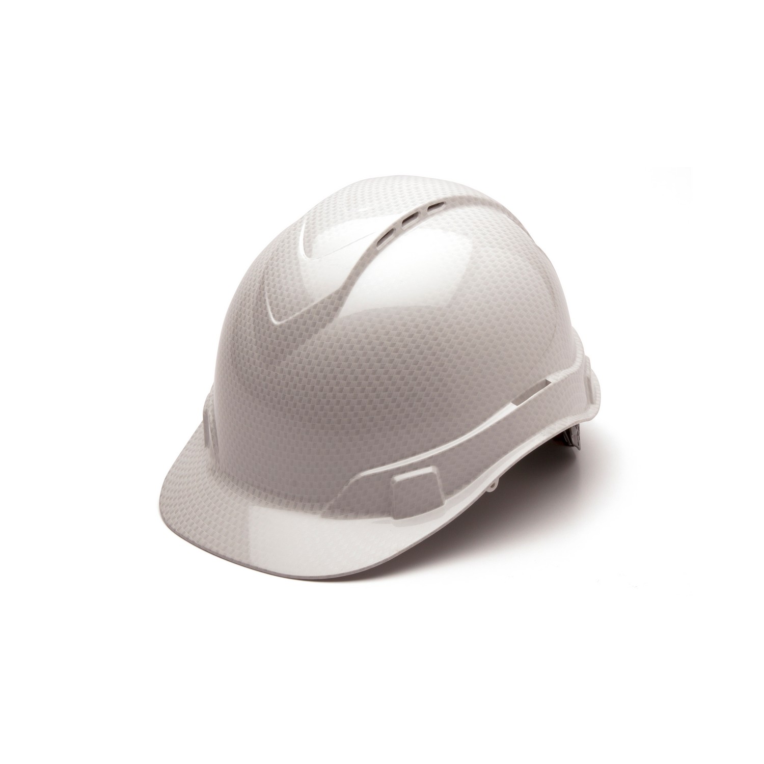 Pyramex Safety HP44116SV Ridgeline Cap Style Vented Hard Hat - Shiny White Graphite Pattern -Ridgeline Cap Style Vented 4 Pt Ratchet Suspension