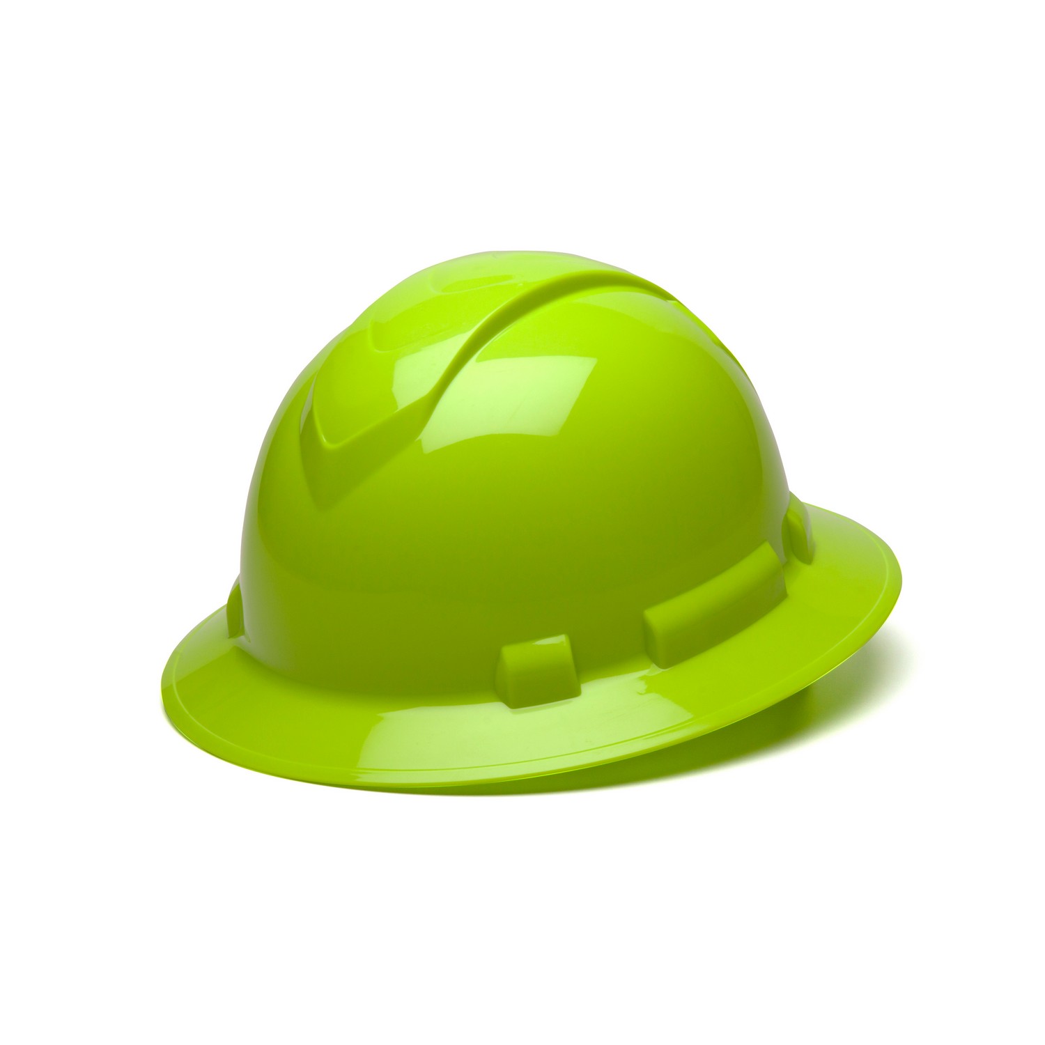 Pyramex Safety HP54131 Ridgeline Full Brim Hard Hat - Hi Vis Lime-Ridgeline Full Brim 4 Pt Ratchet Suspension