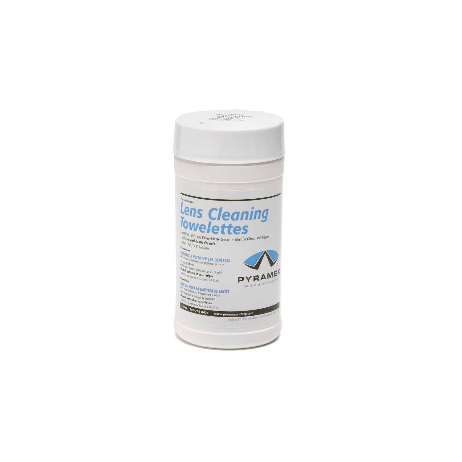 Pyramex Safety LCC100 Lens Cleaner - Canister With 100 Lens Cleaning Tissues