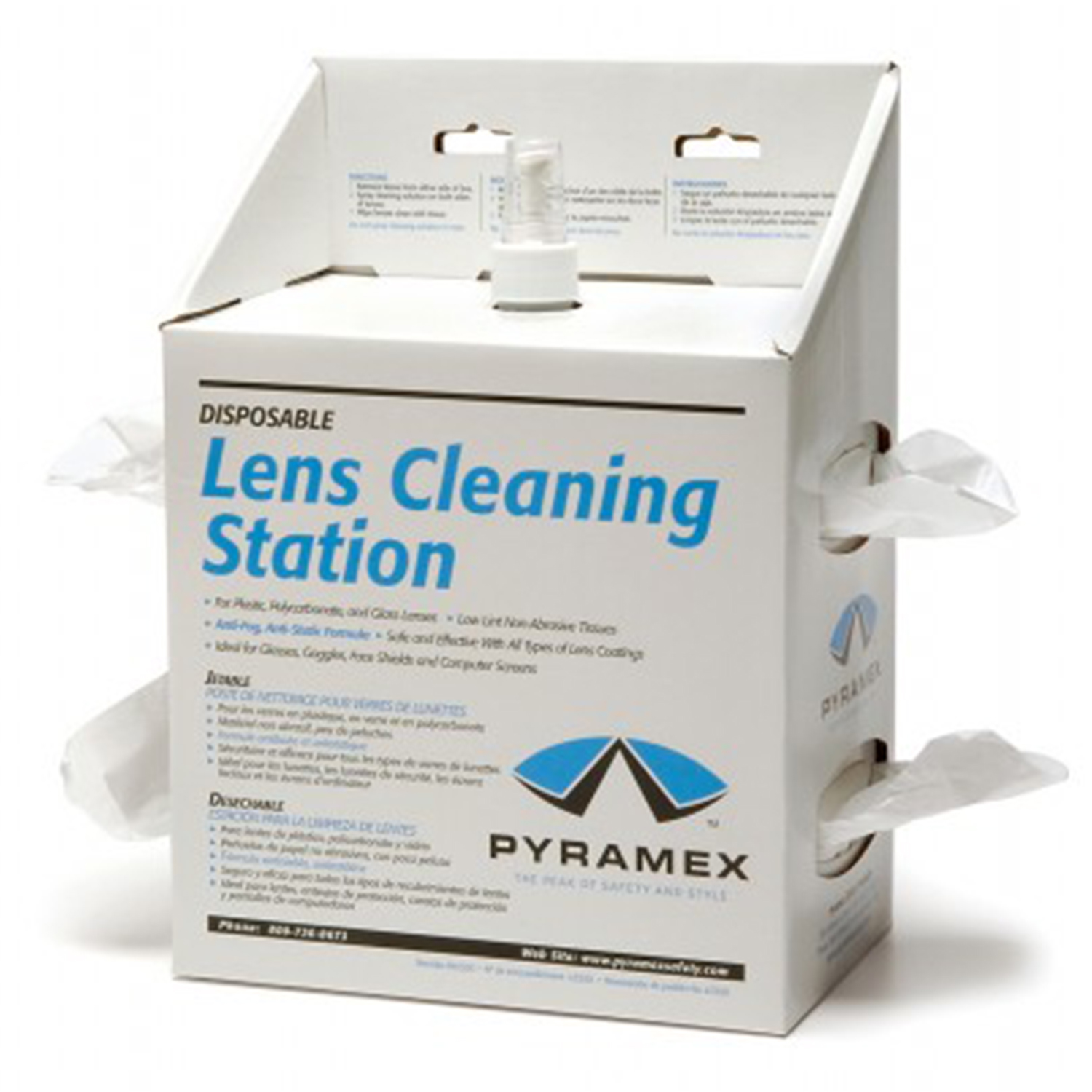 Pyramex Safety LCS20 Lens Cleaner - Lens Cleaning Station w/16 oz Cleaning Solution/1200 tissues