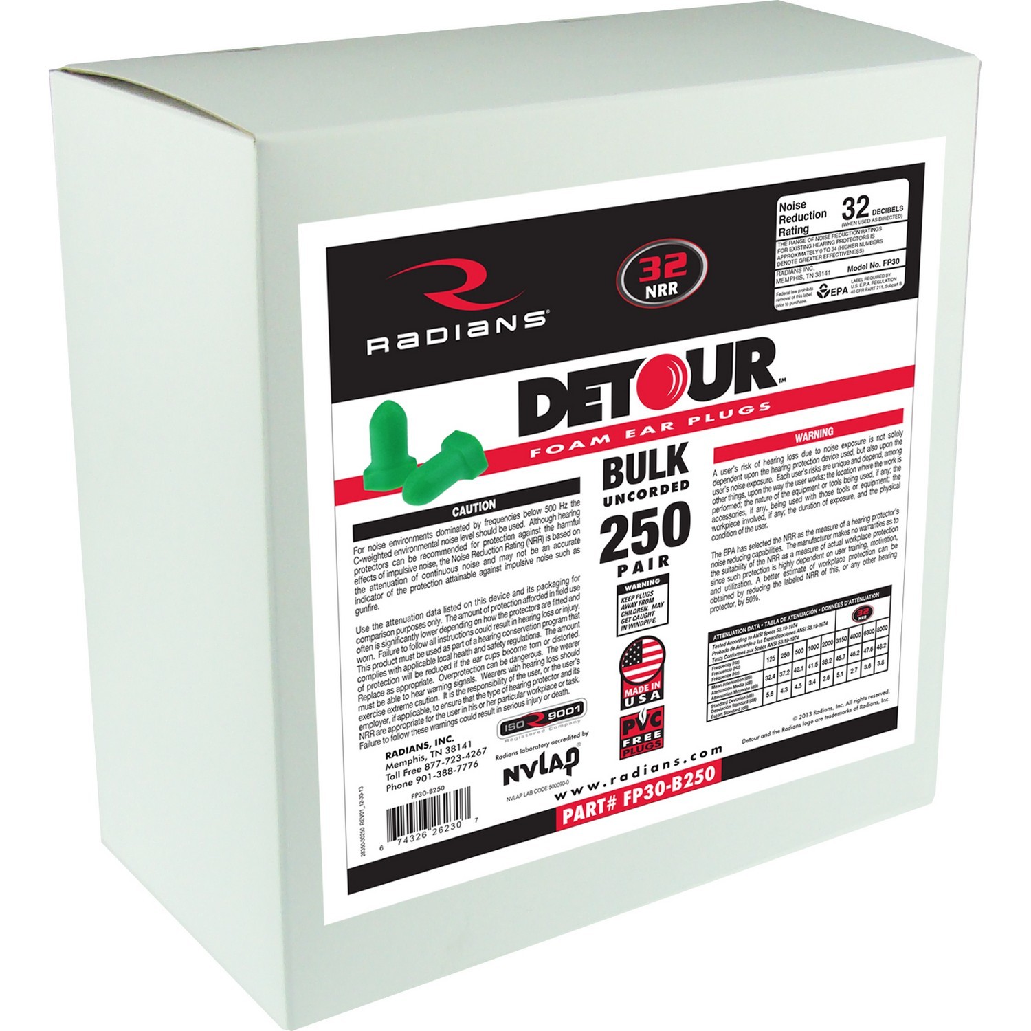 Radians FP30-B250 Detour Winged Foam Plug 250 Pr Refill