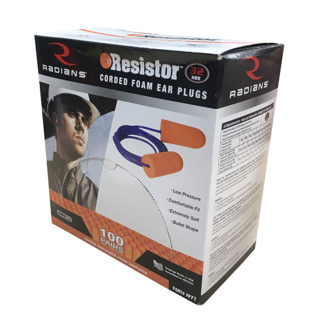 Radians FP71 Corded Orange Taper Plugs 32 NRR 100/Box