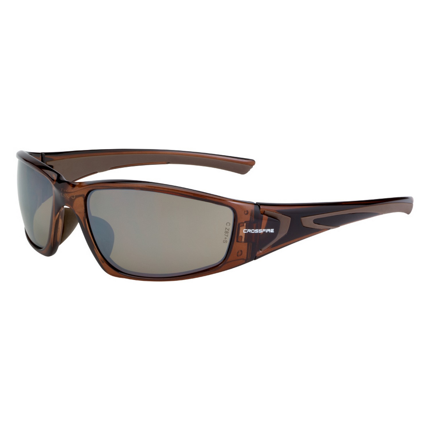 Crossfire Safety Glasses - Cobra - Brown Frame - HD Brown Mirror Lens 15117