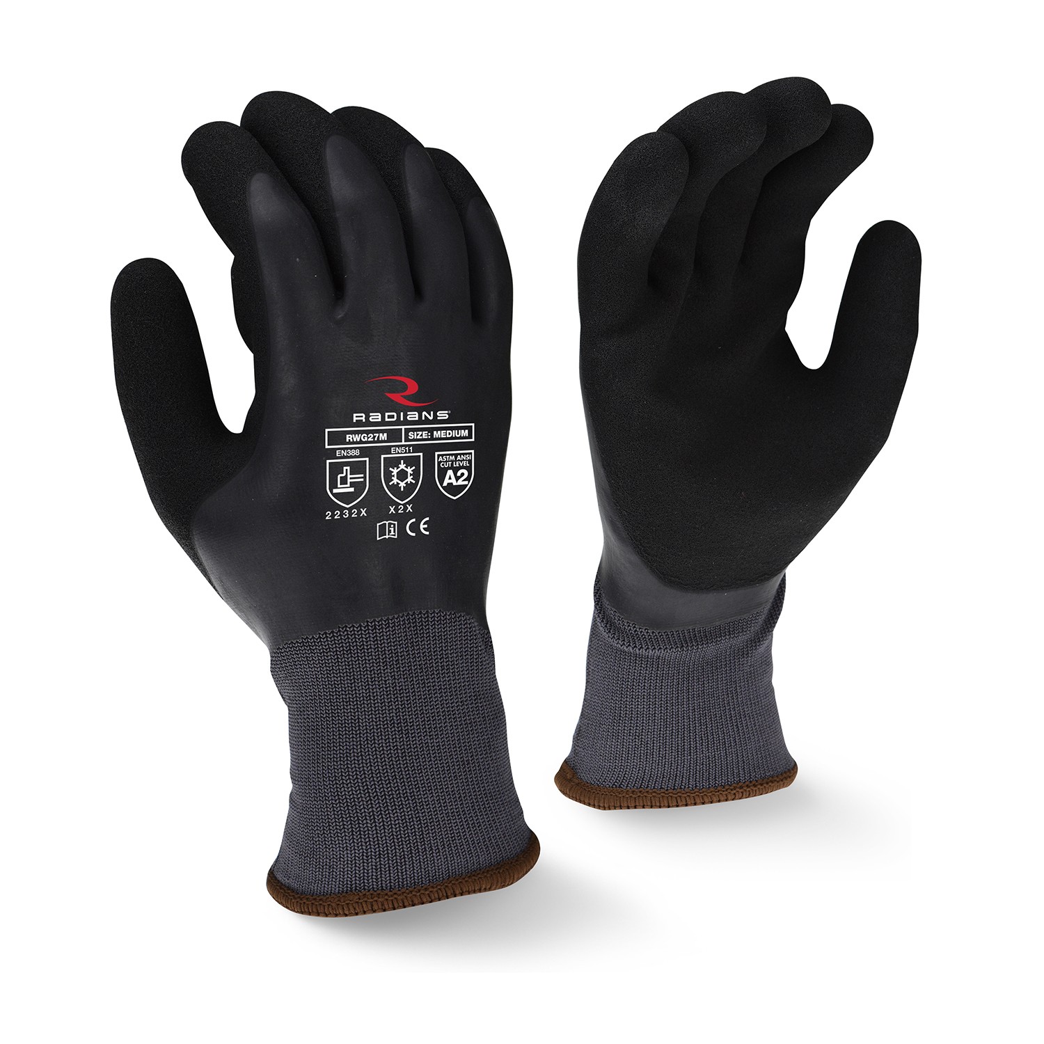 Radians RWG28 Winter Glove Gray Full Dip w/Black Sandy Lat